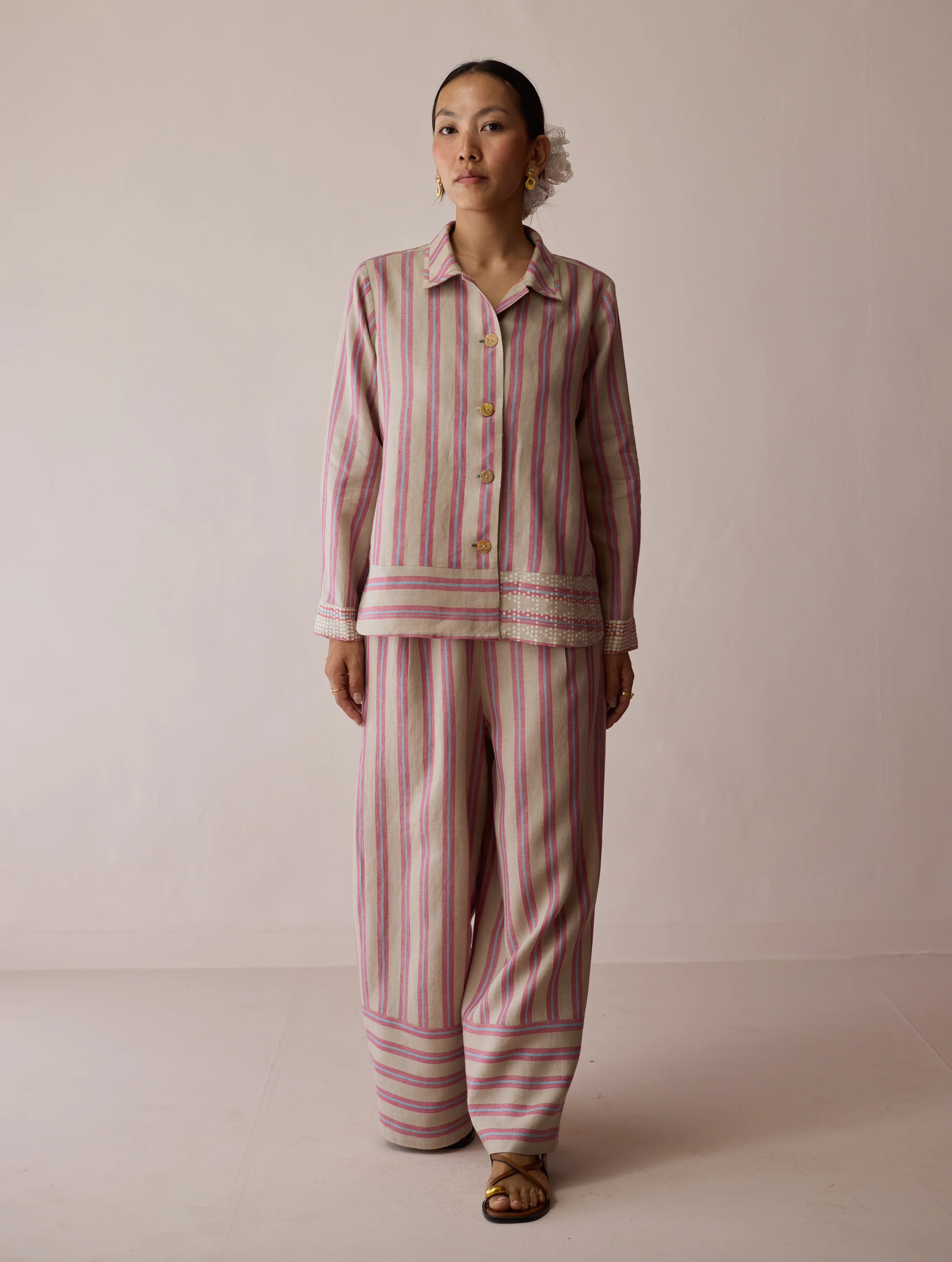 Erra Block-Printed Linen Co-ord Set - Natural - Image 7
