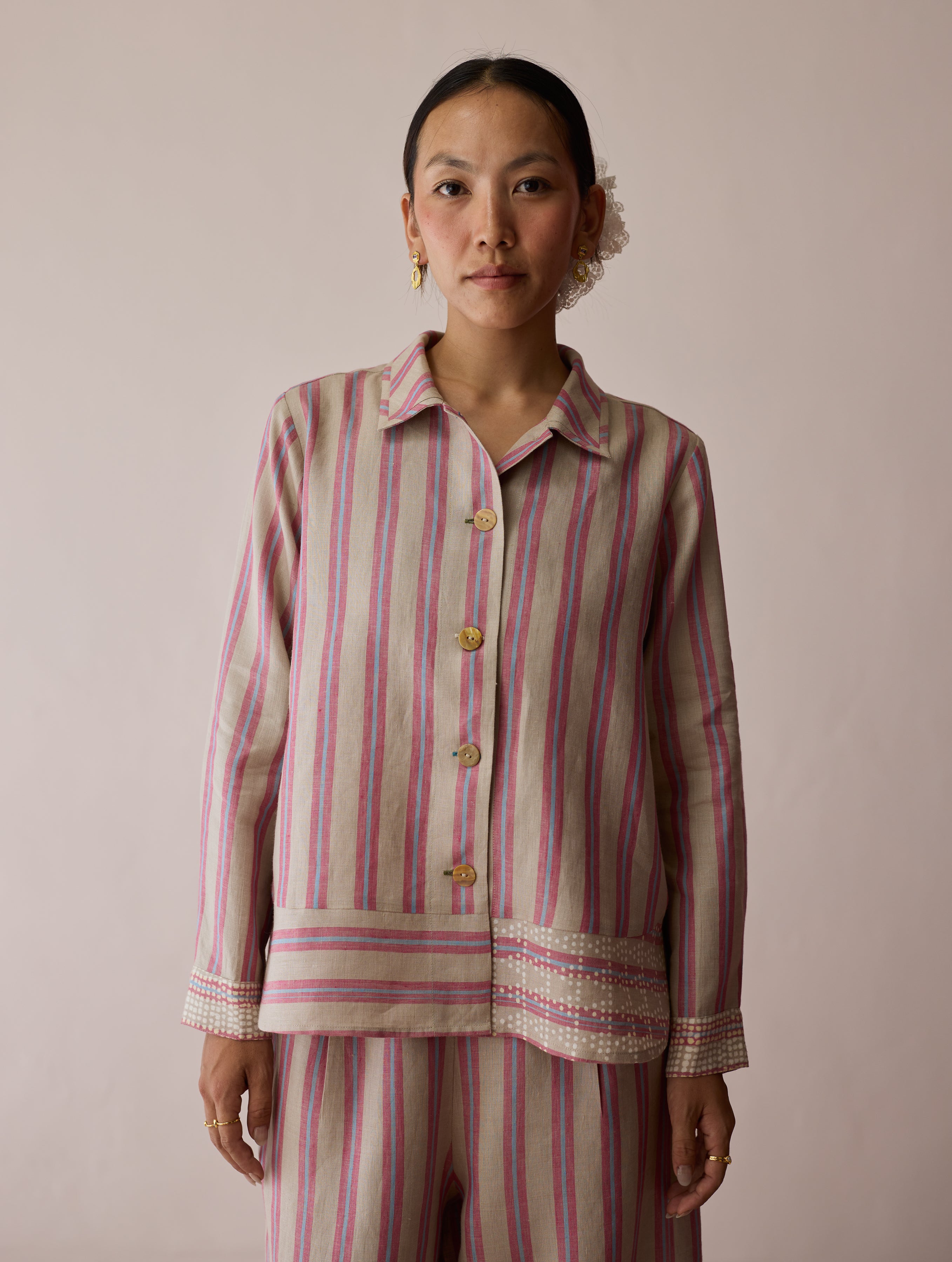 Erra Block-Printed Linen Co-ord Set - Natural - Image 9