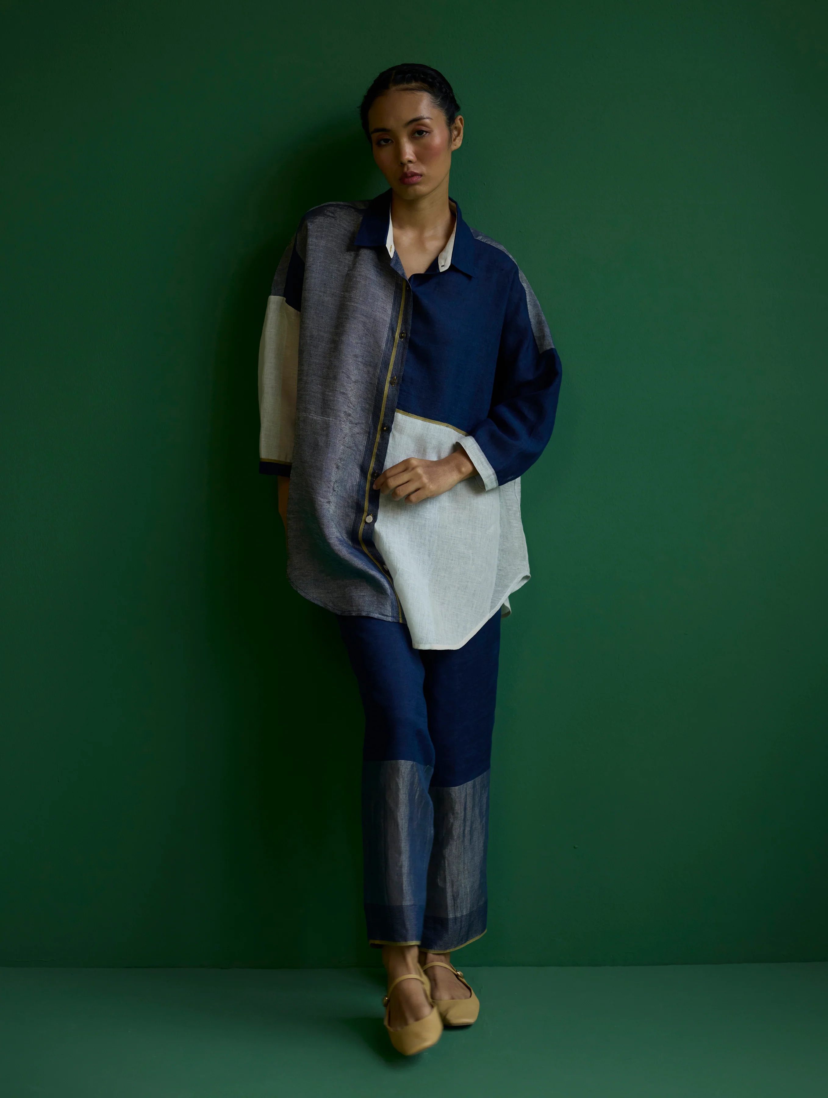 Esha Color-Blocked Co-ord Set - Navy - Image 5