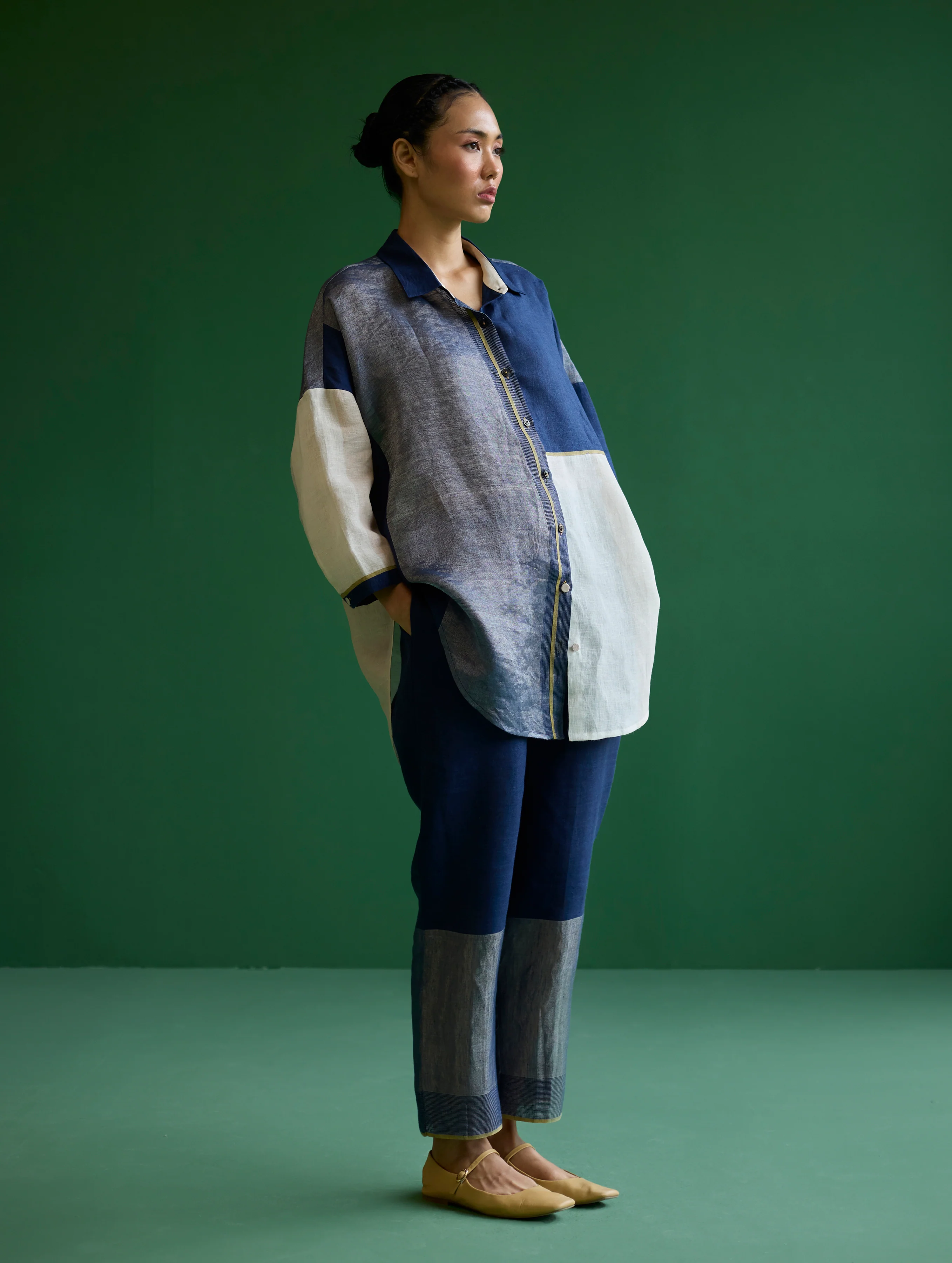Esha Color-Blocked Co-ord Set - Navy - Image 8