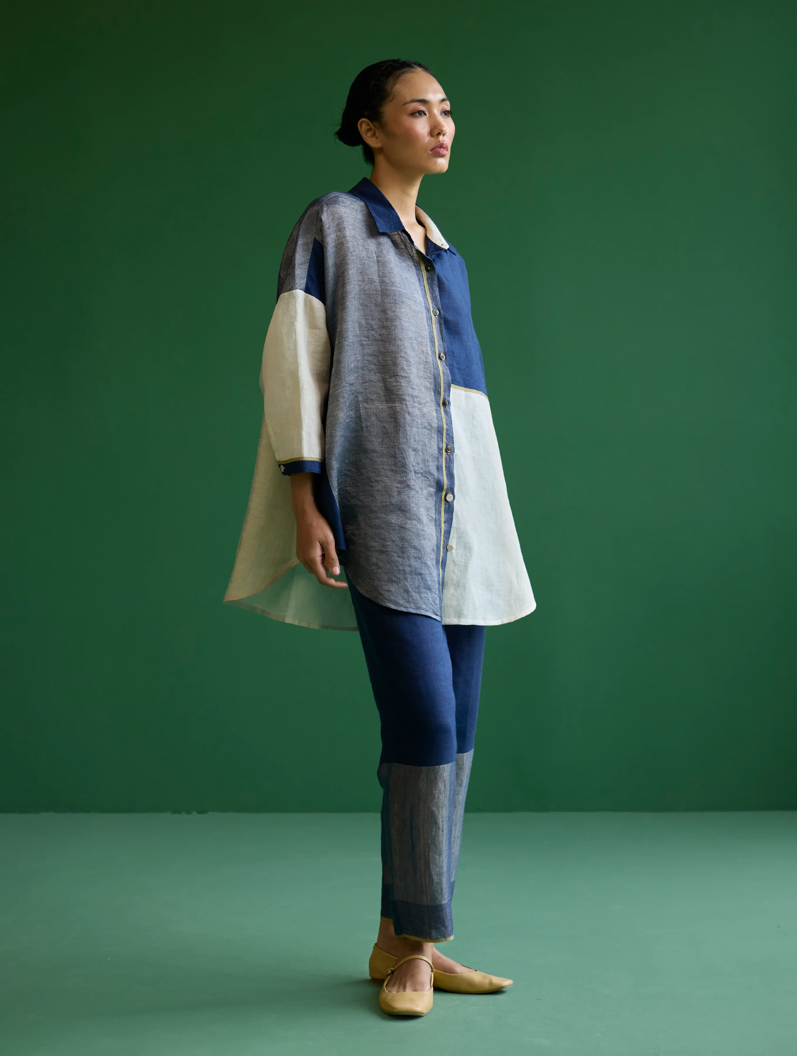 Esha Color-Blocked Shirt - Navy - Image 10