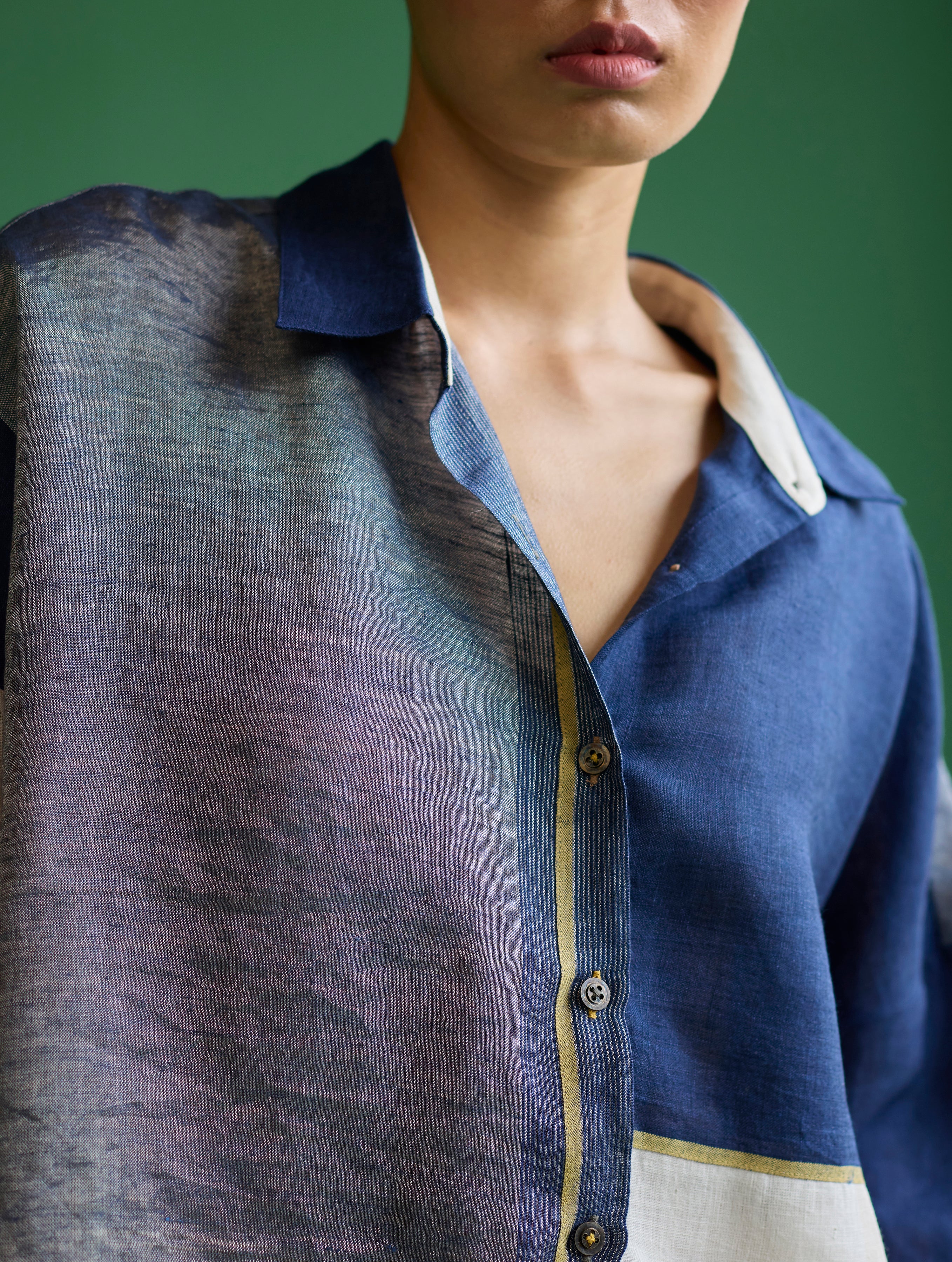 Esha Color-Blocked Shirt - Navy - Image 11