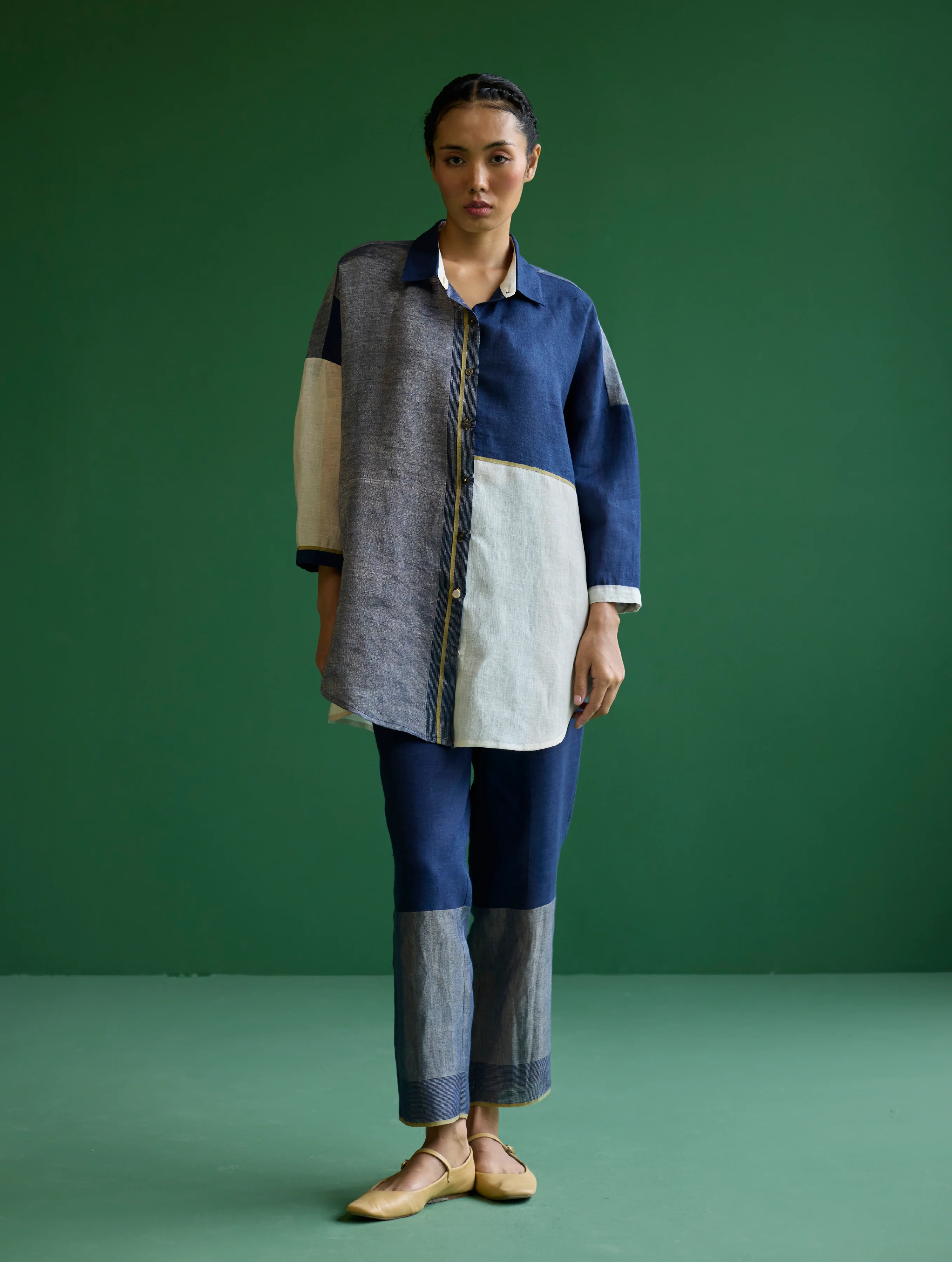 Esha Color-Blocked Shirt - Navy - Image 8