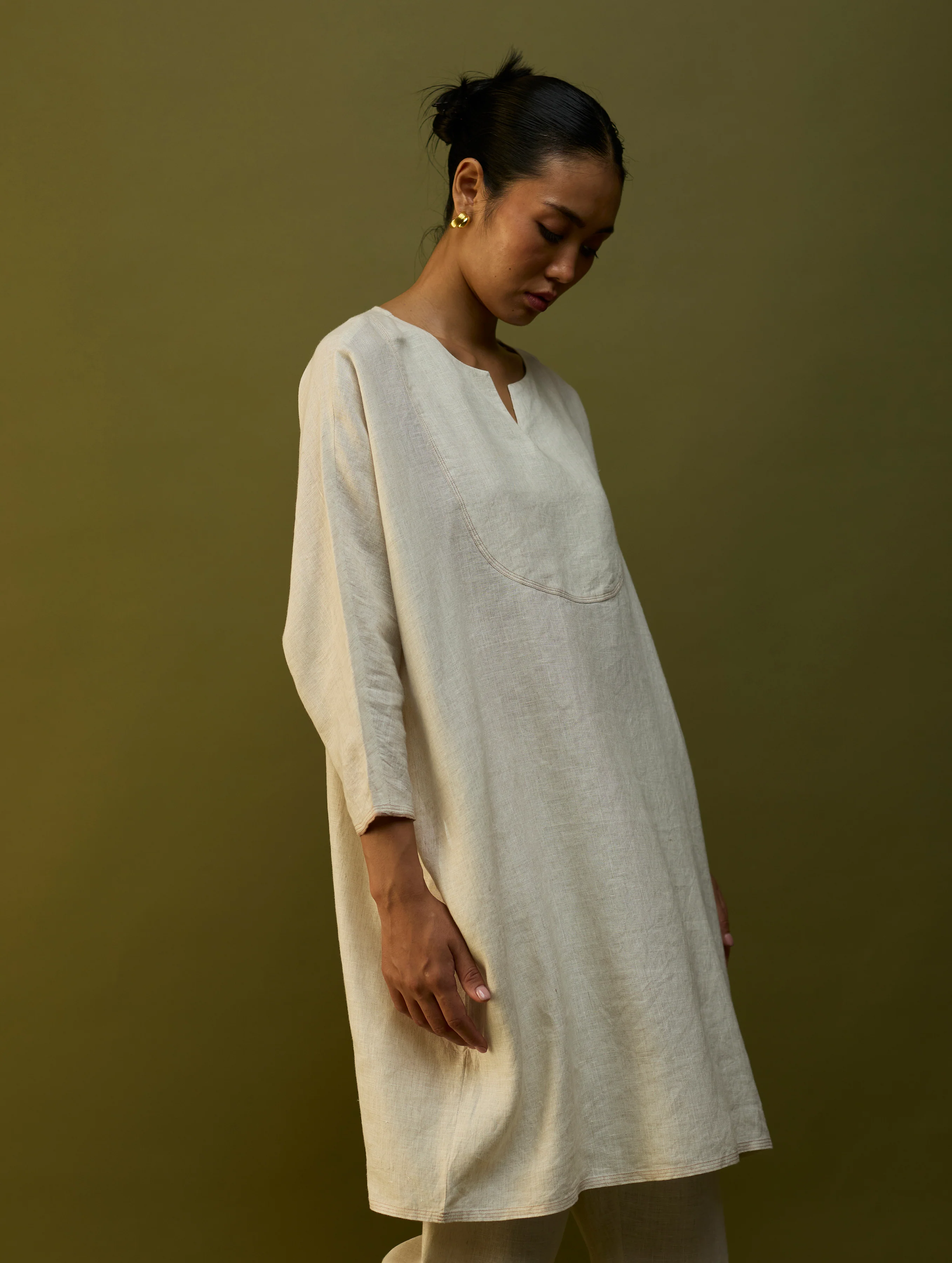 Etsu Yoke Linen Kurta - Off White - Image 6