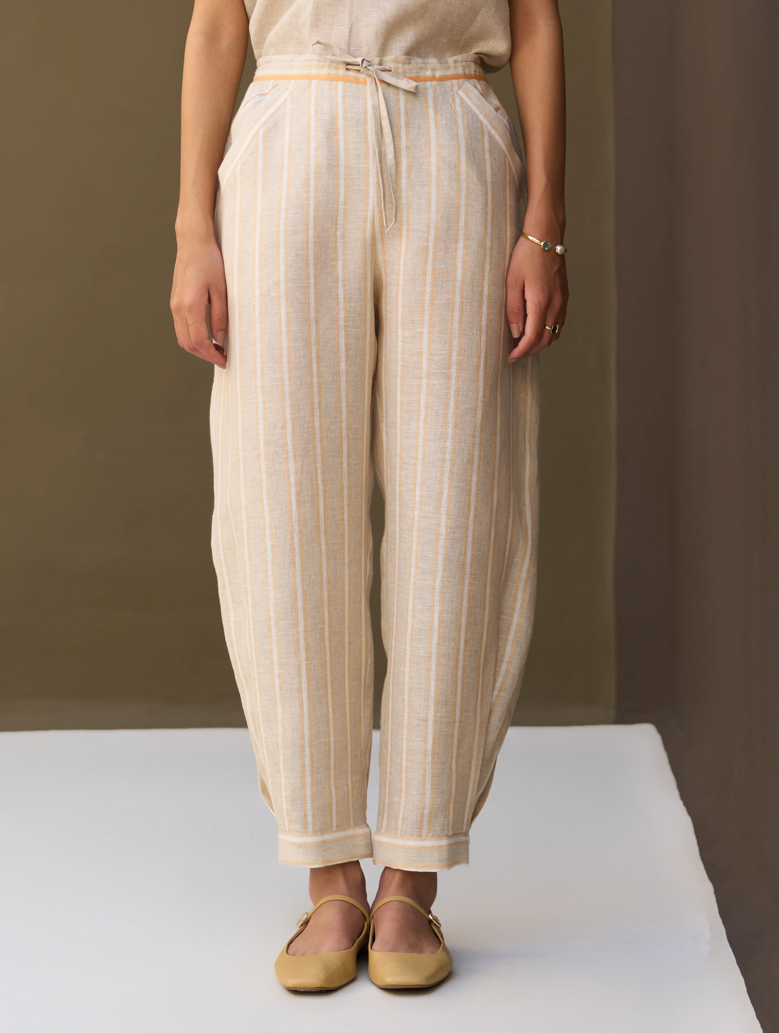 Ezra Striped Linen Kurta Set - Natural - Image 10