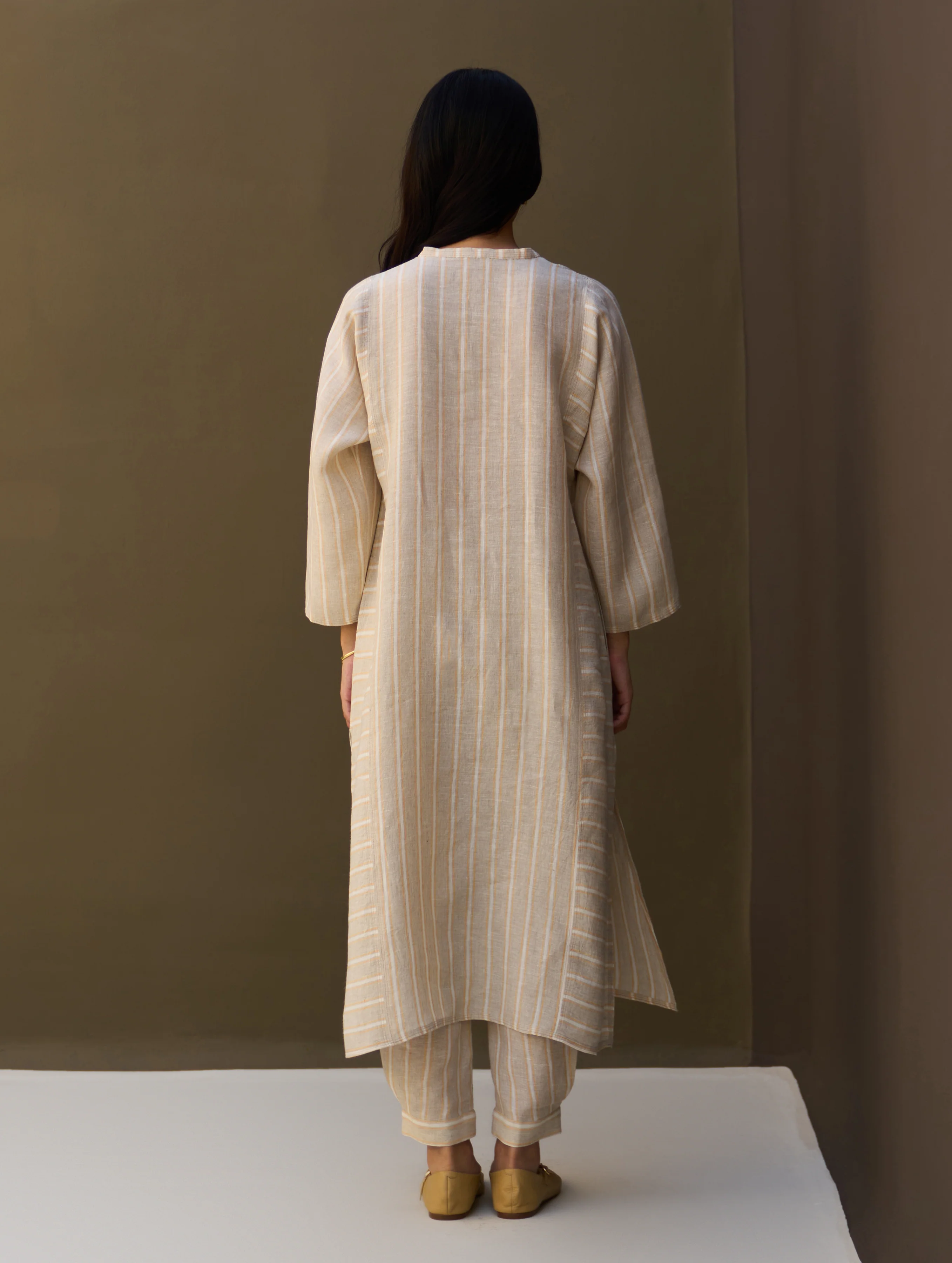 Ezra Striped Linen Kurta Set - Natural - Image 8