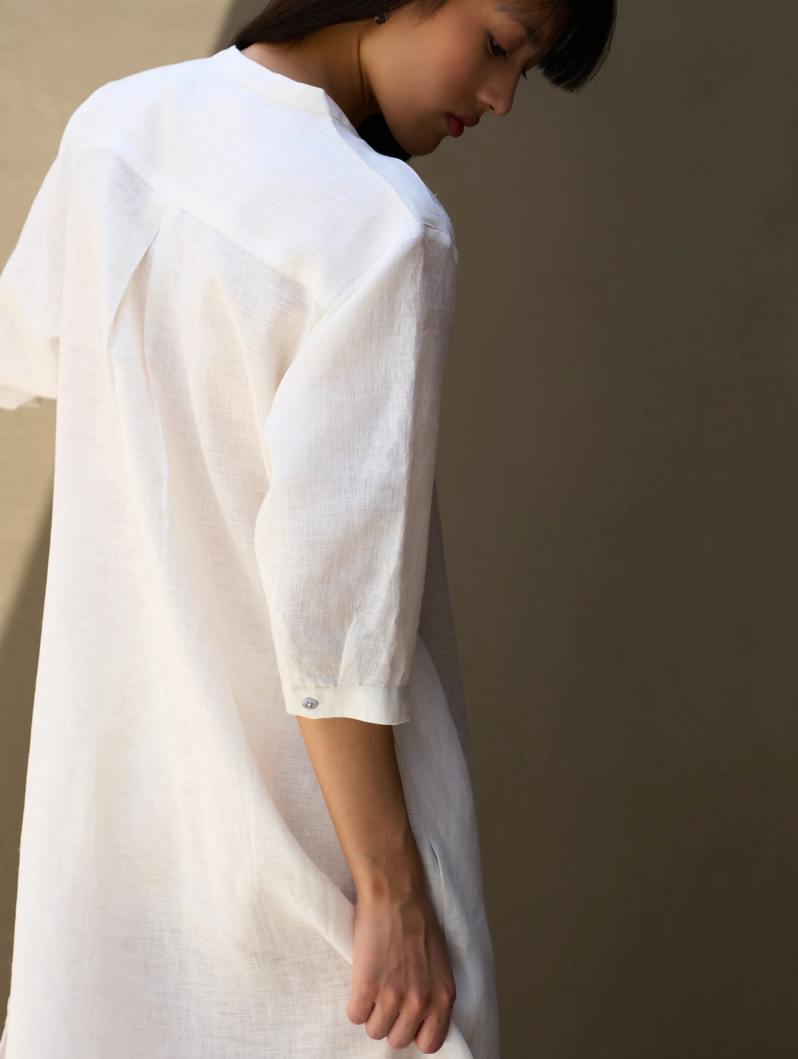 Faiza Metallic Linen Dress - Ivory - Image 10