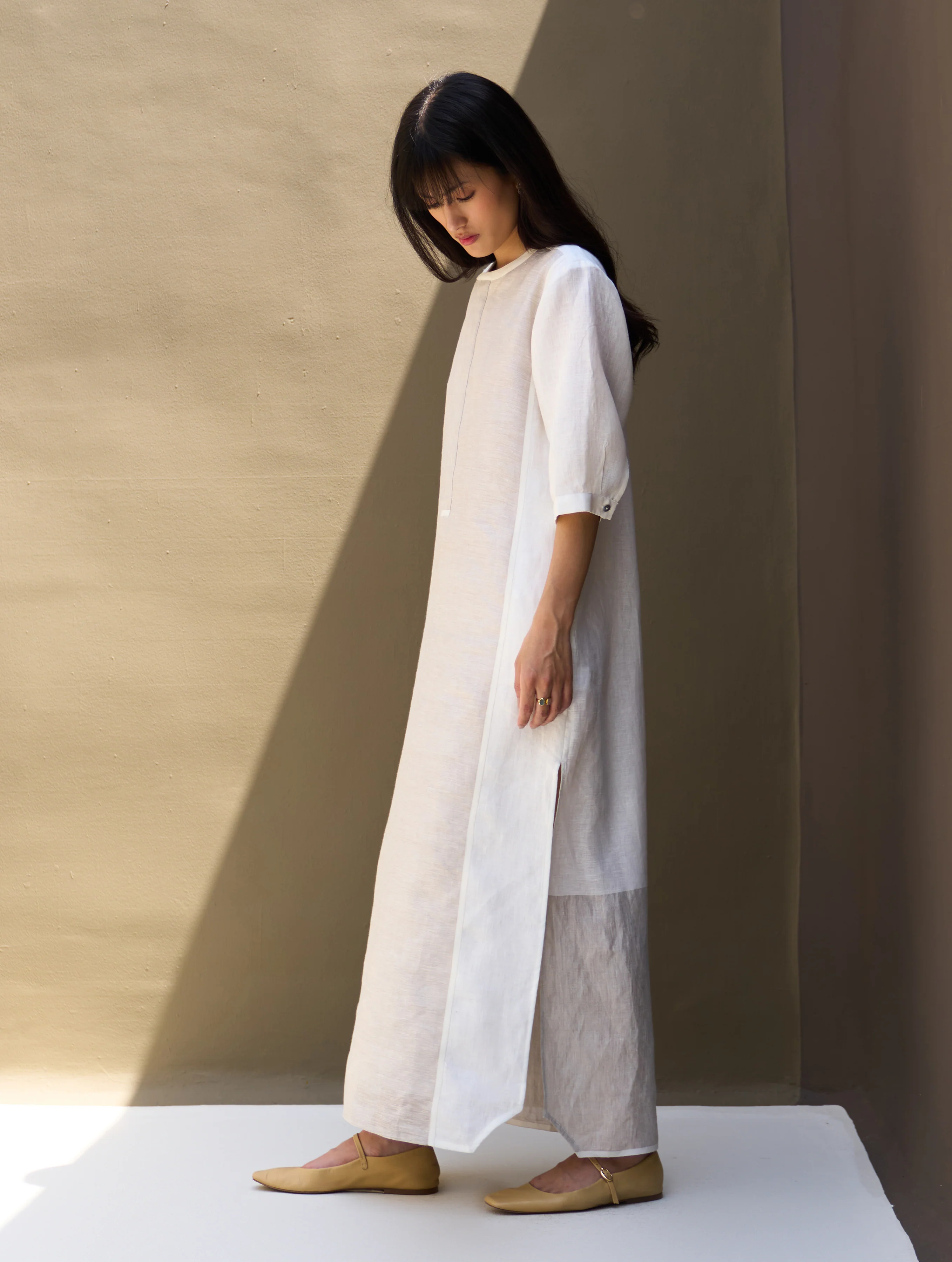 Faiza Metallic Linen Dress - Ivory - Image 5