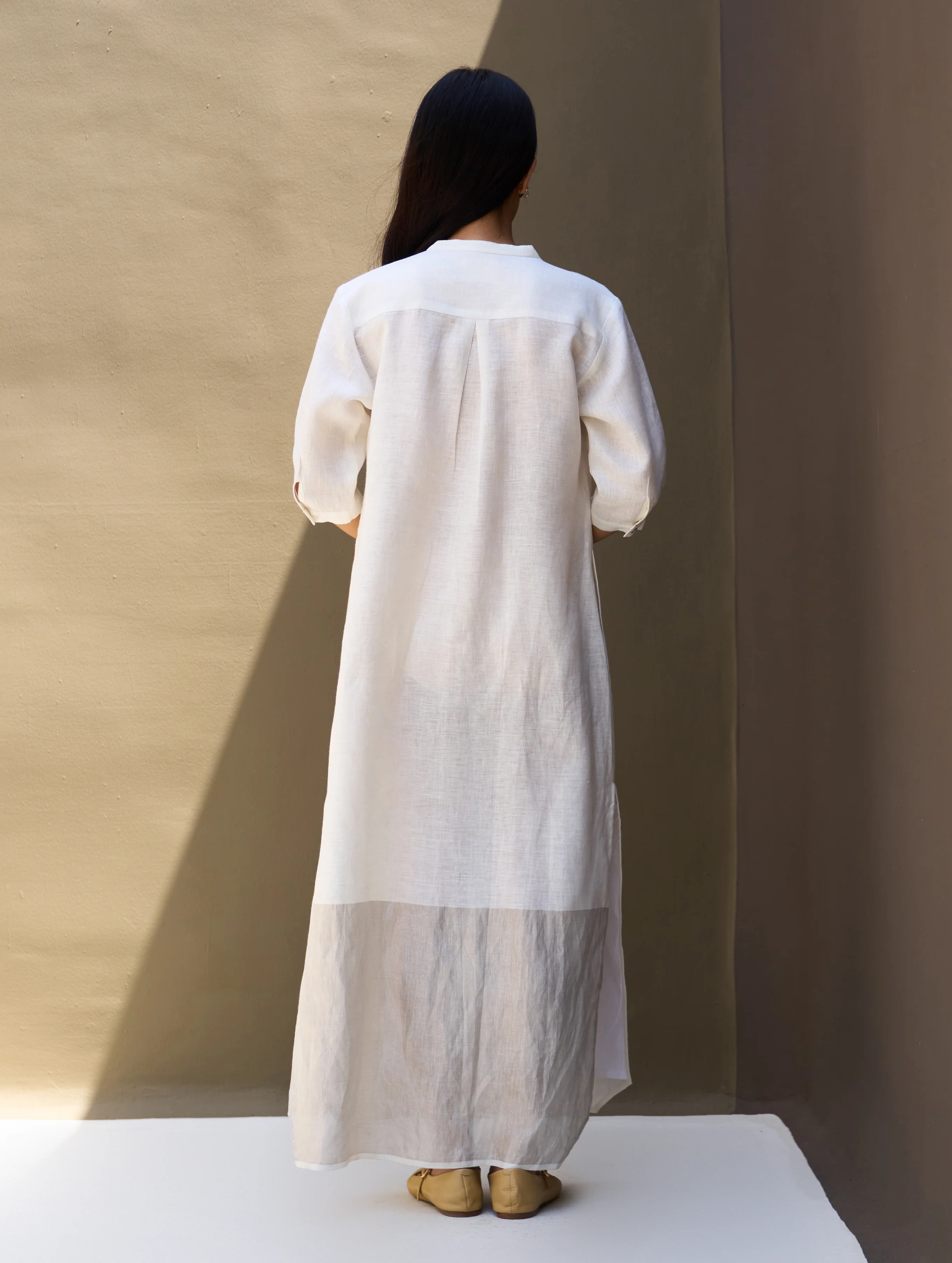 Faiza Metallic Linen Dress - Ivory - Image 8