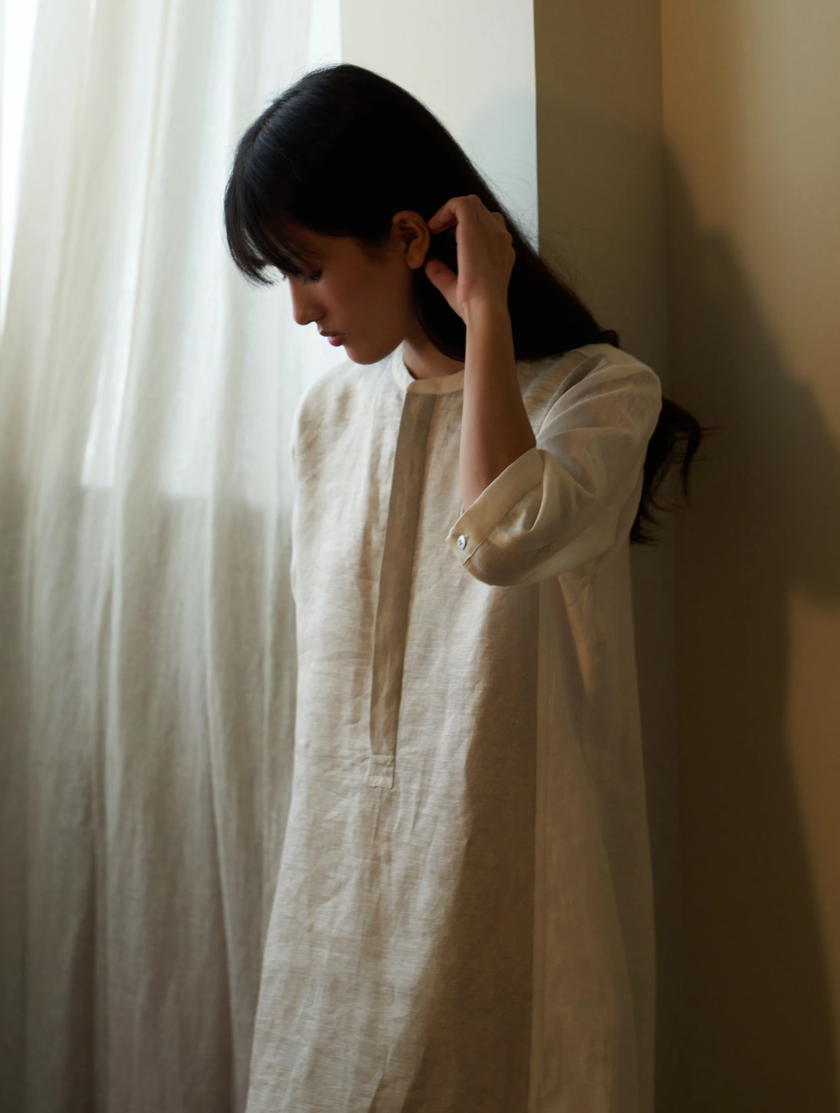 Faiza Metallic Linen Dress - Ivory - Image 9