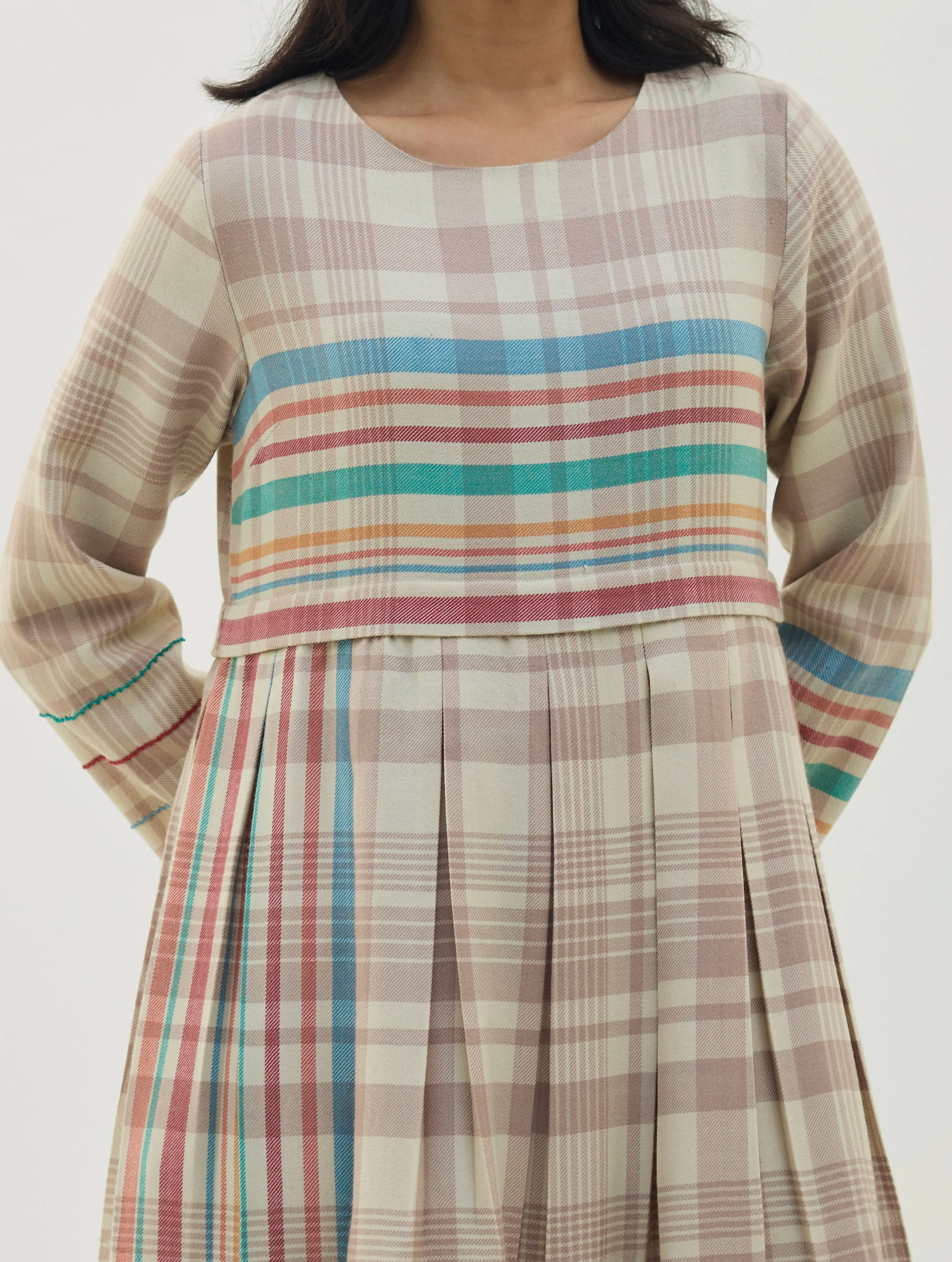 Fiona Merino Wool Pleated Dress - Beige - Image 4