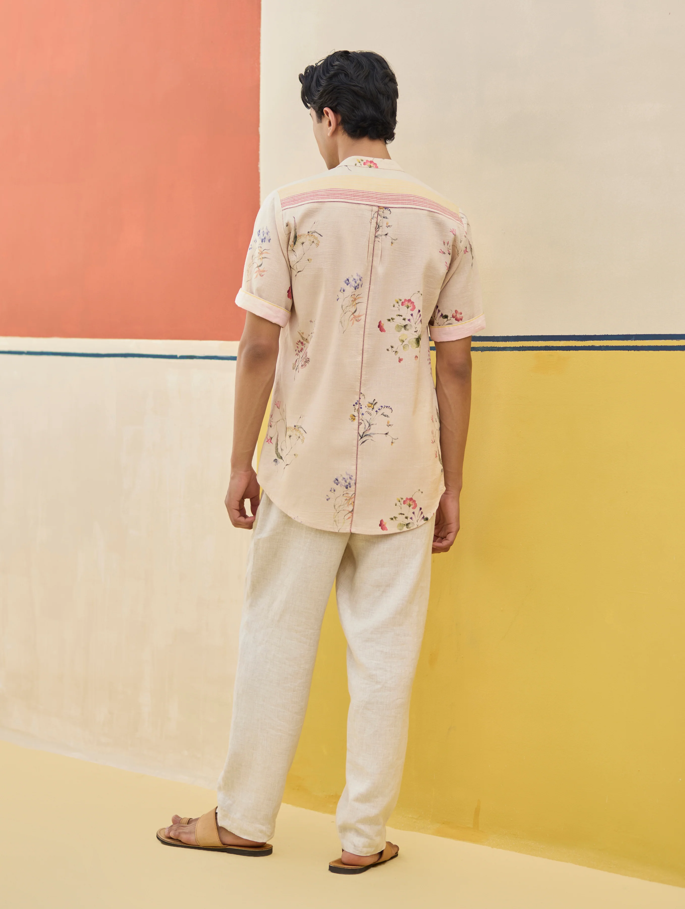 Fola Watercolour Floral Shirt - Sand - Image 4