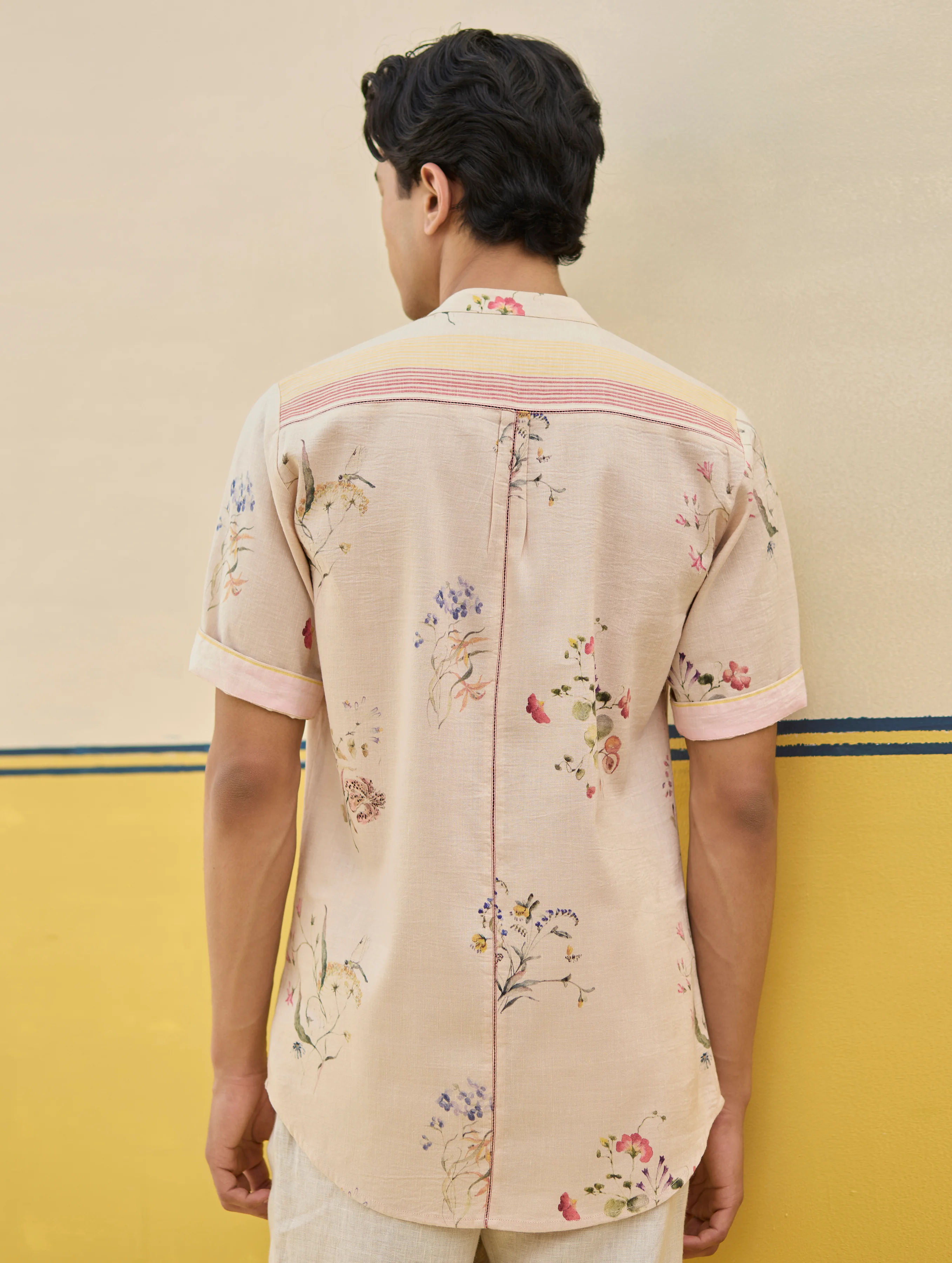 Fola Watercolour Floral Shirt - Sand - Image 6