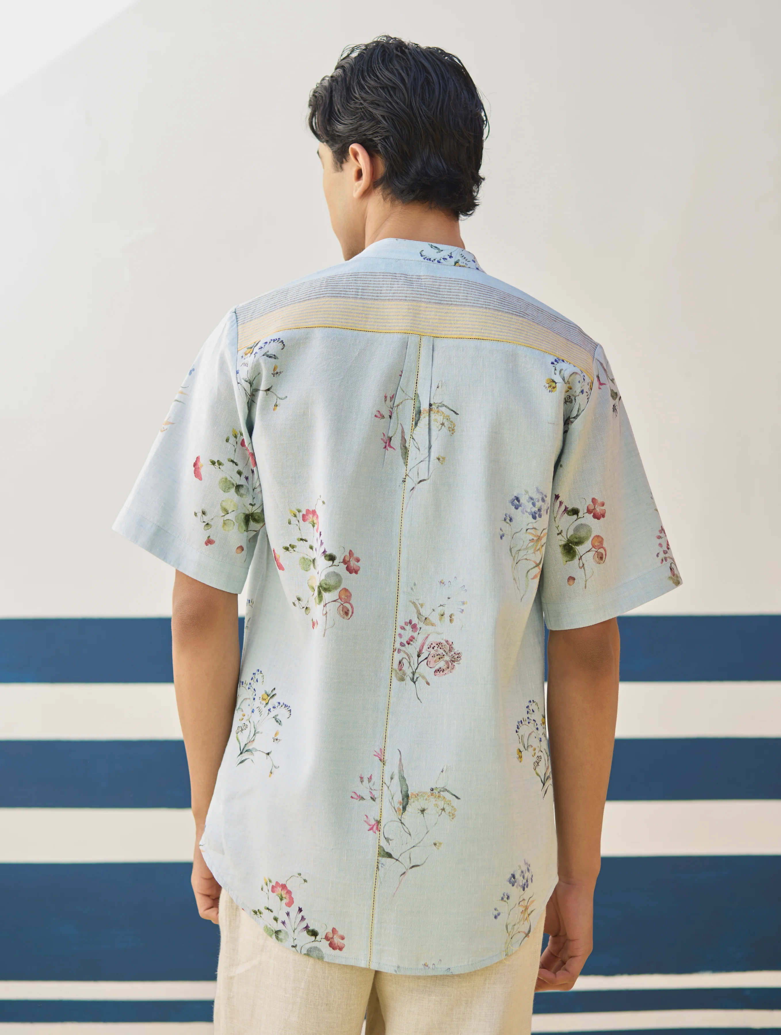 Fola Watercolour Floral Shirt - Sky - Image 5