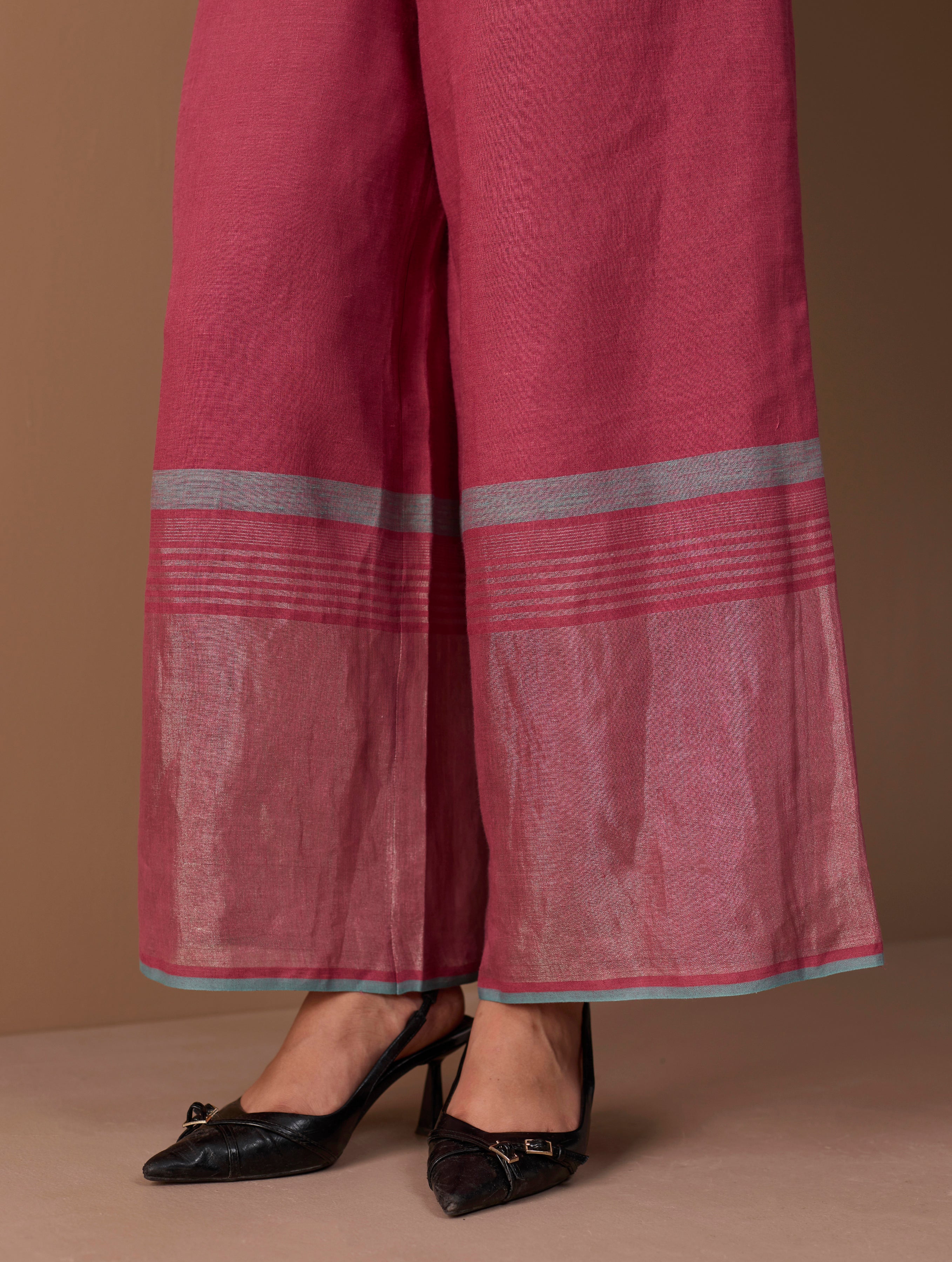 Gul Sequin Embroidered Short Kurta Set - Crimson - Image 13