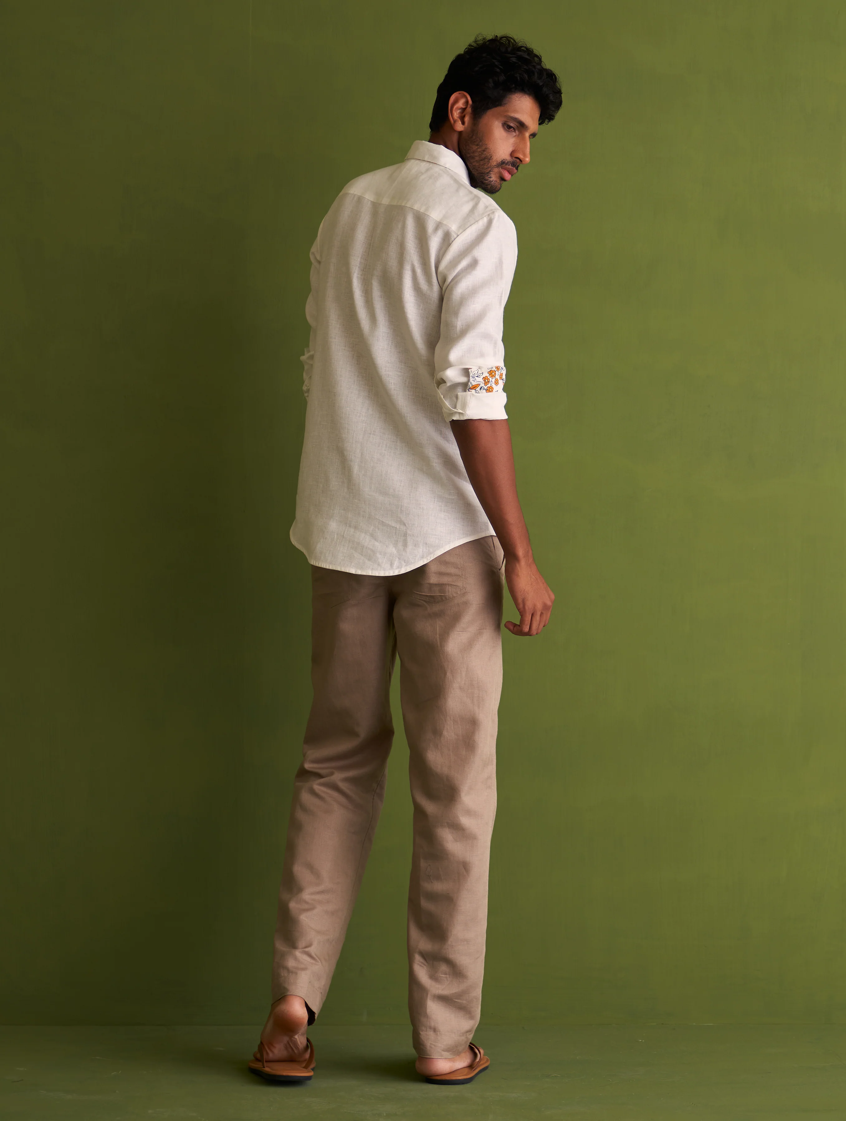 Hae Block-Printed Linen Shirt - Ivory - Image 5