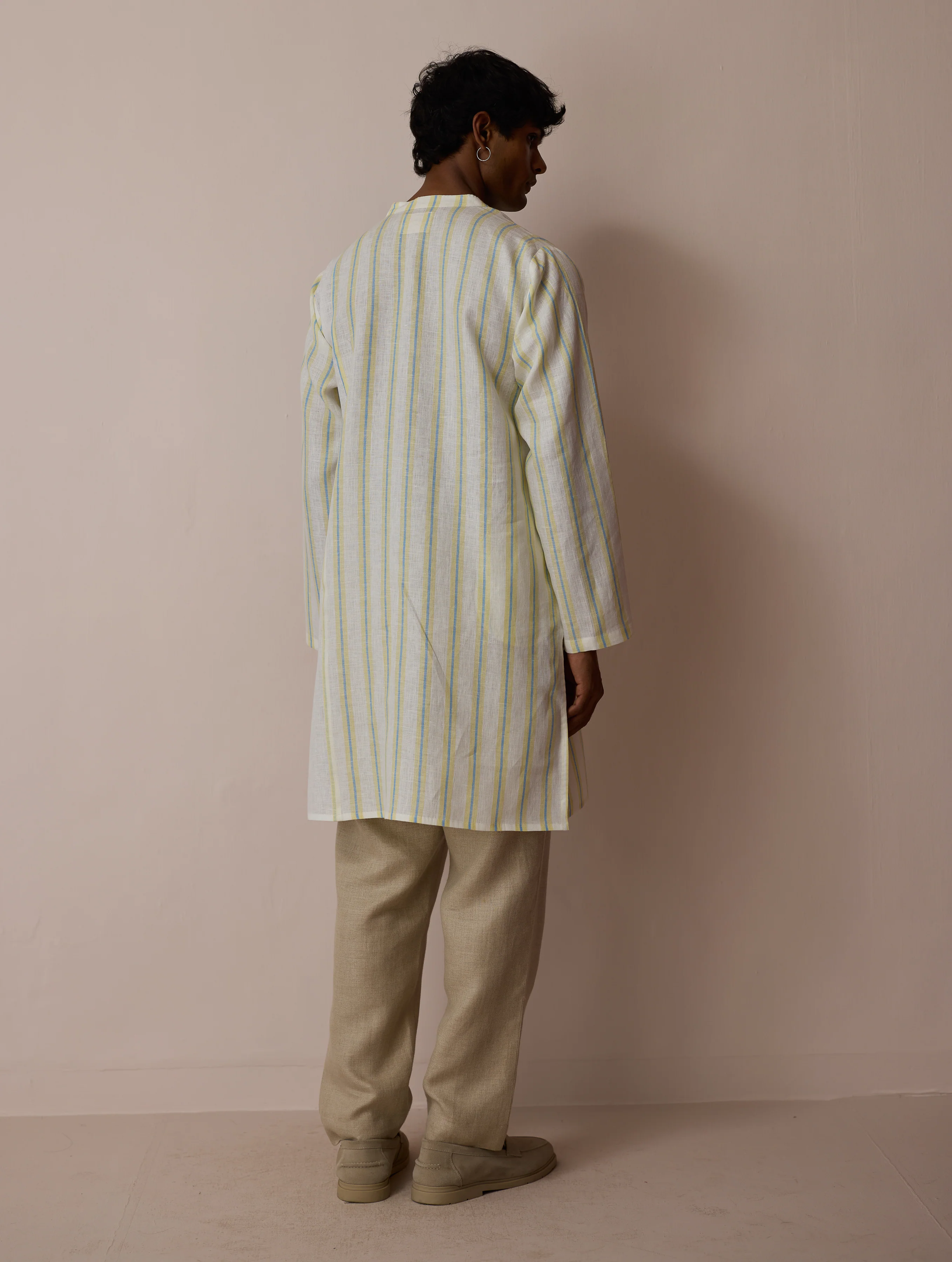 Haka Patchwork Linen Kurta - Ivory - Image 10