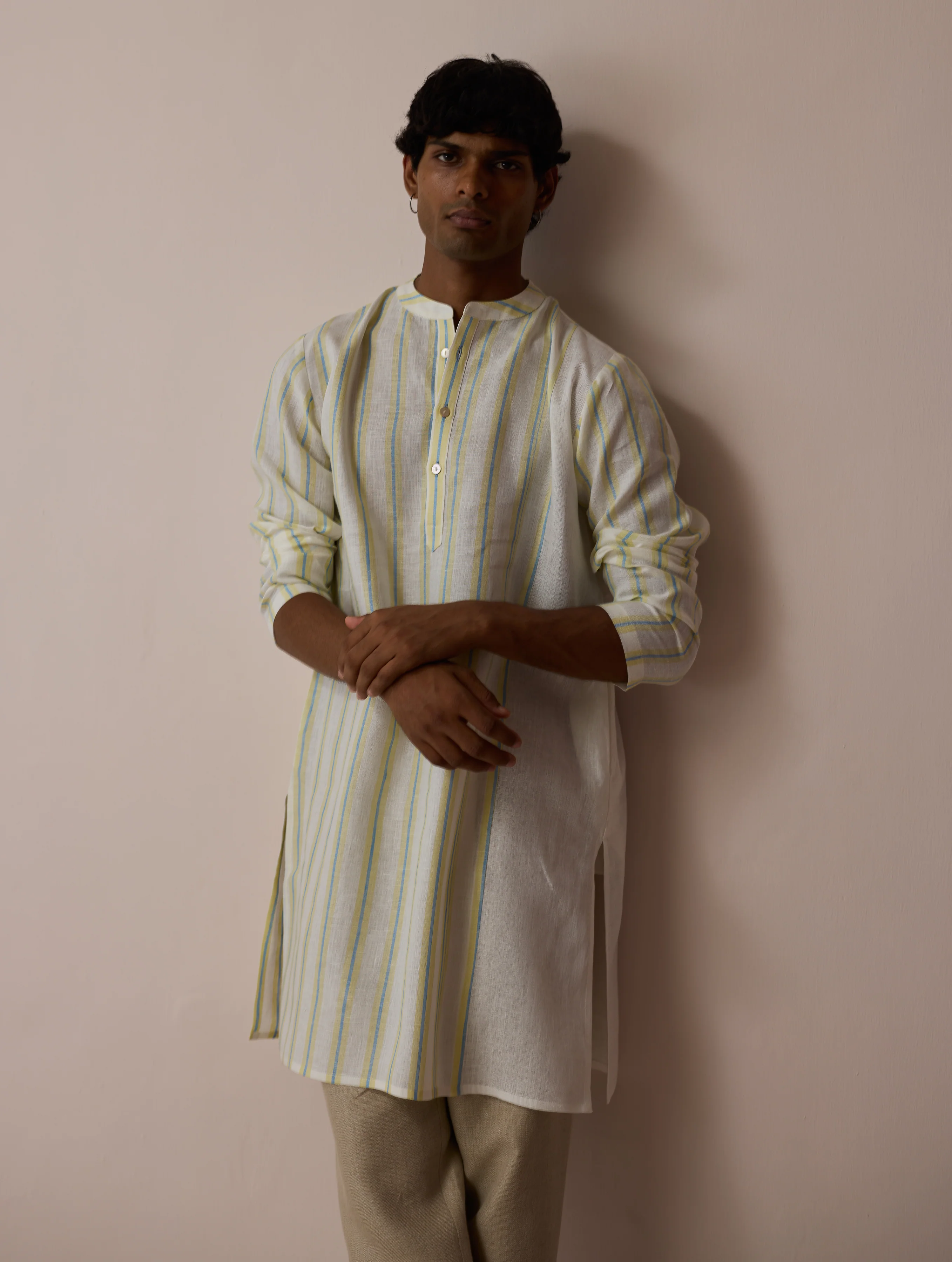 Haka Patchwork Linen Kurta - Ivory - Image 4