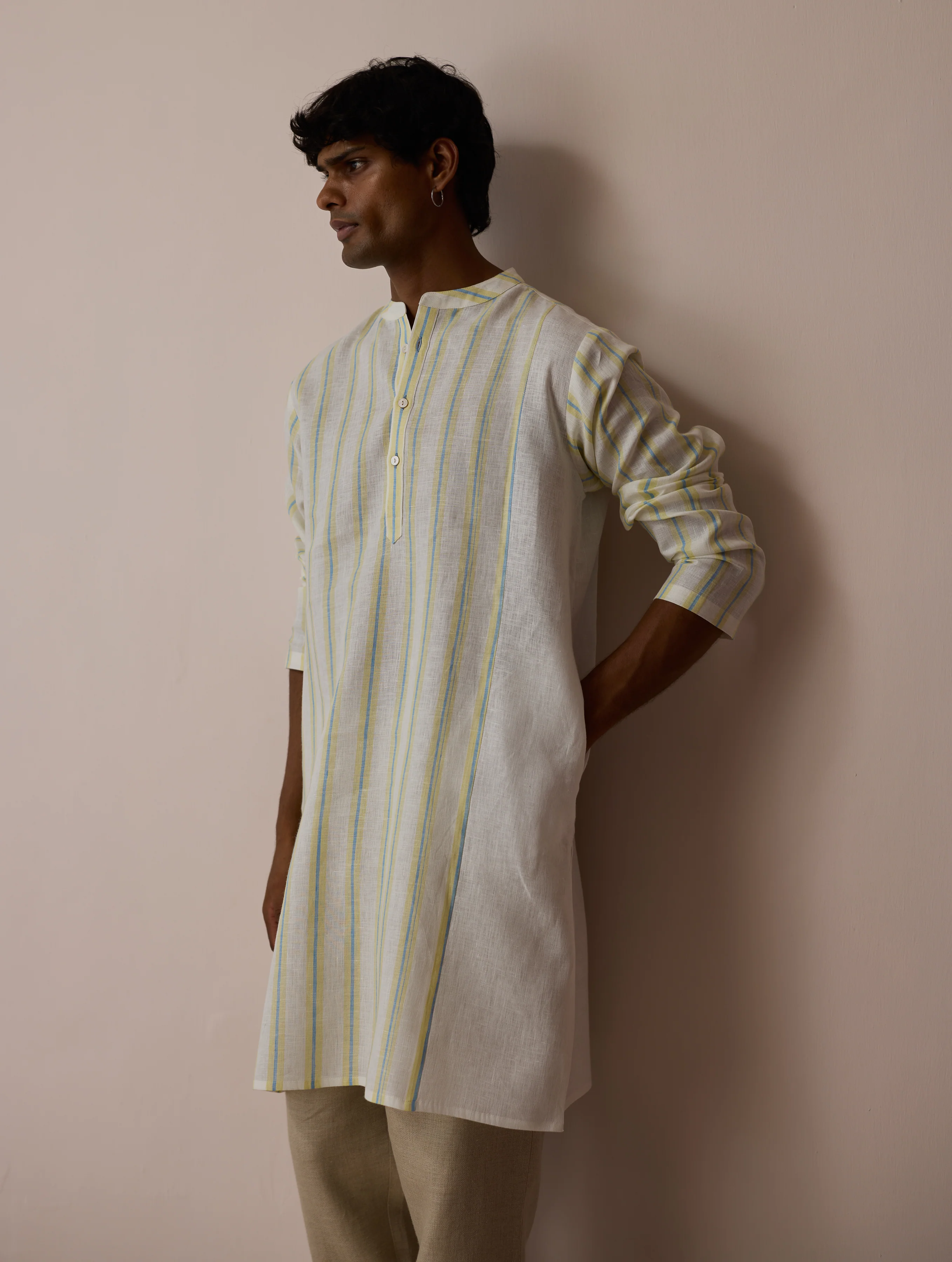 Haka Patchwork Linen Kurta - Ivory - Image 7