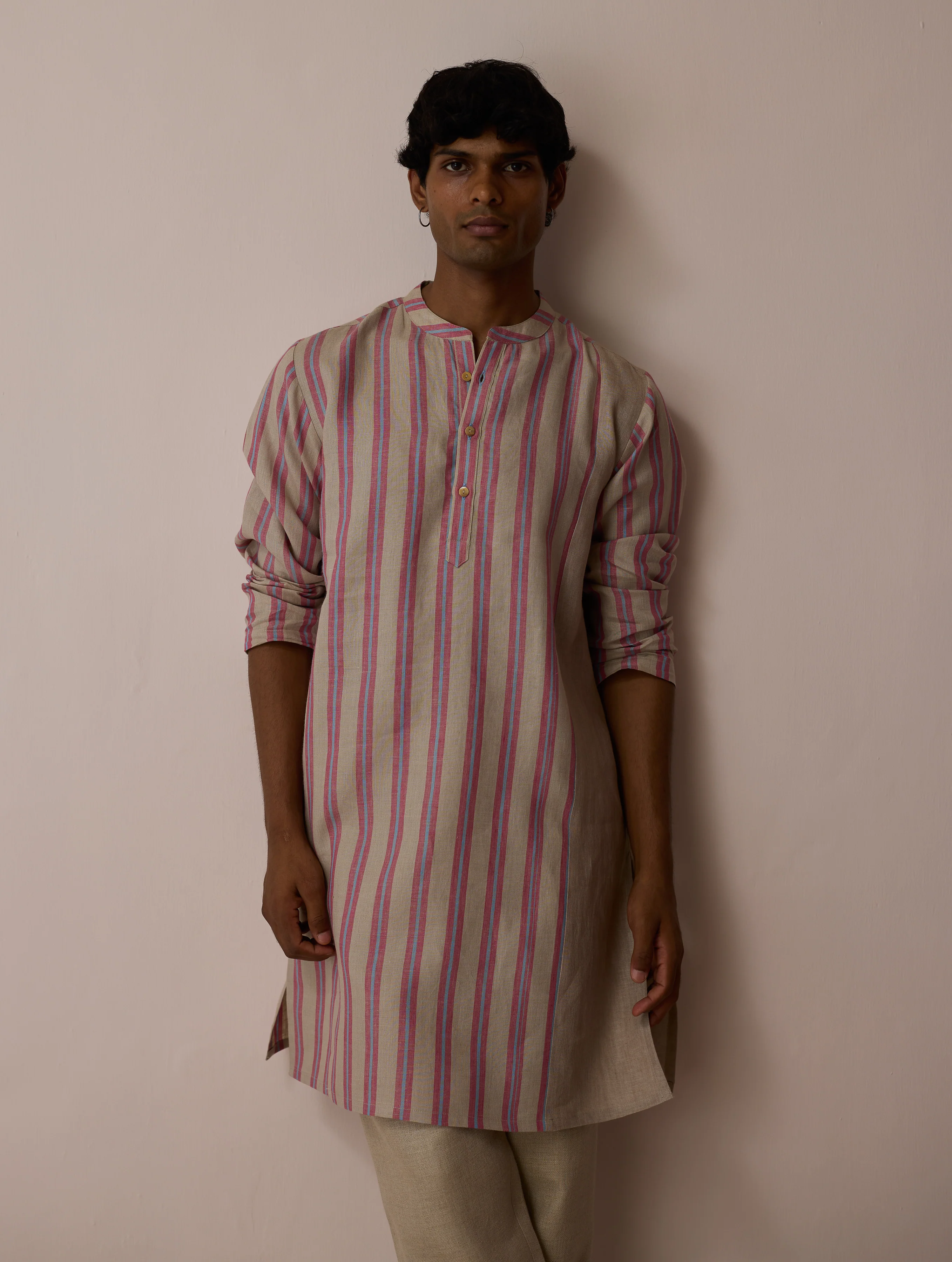 Haka Patchwork Linen Kurta - Natural