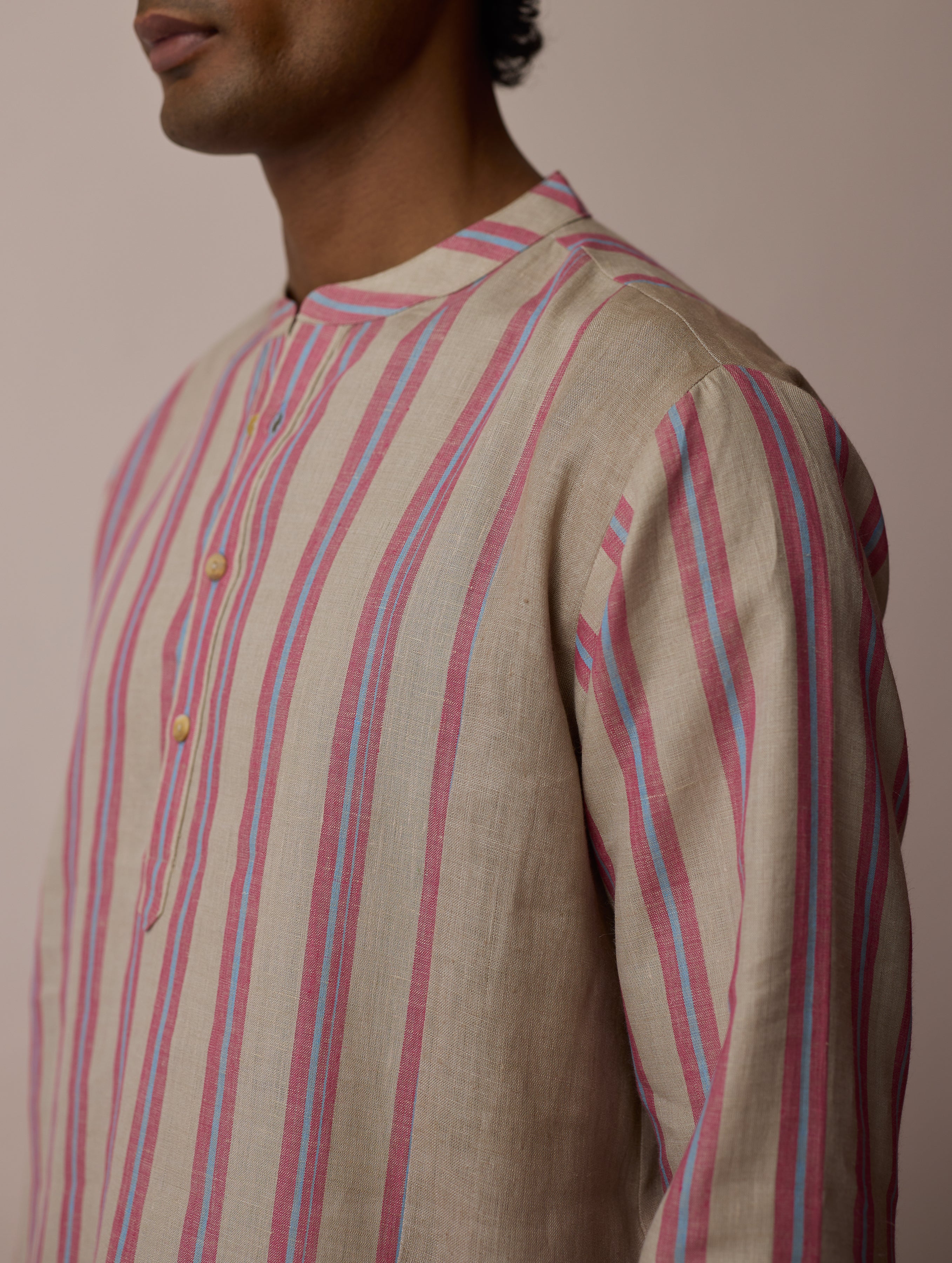 Haka Patchwork Linen Kurta - Natural - Image 8