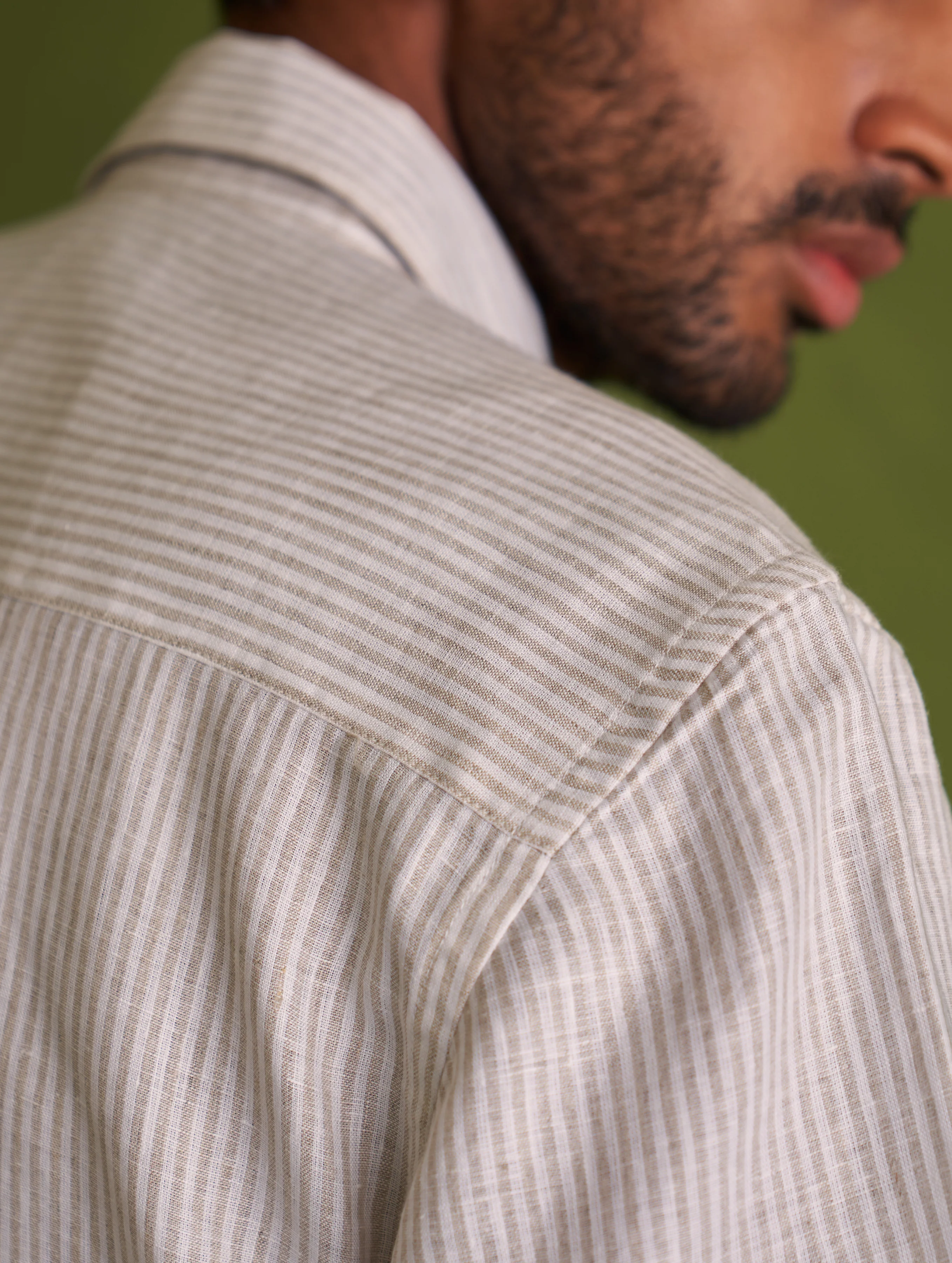 Hanzo Linen Shirt - Beige Stripe - Image 6