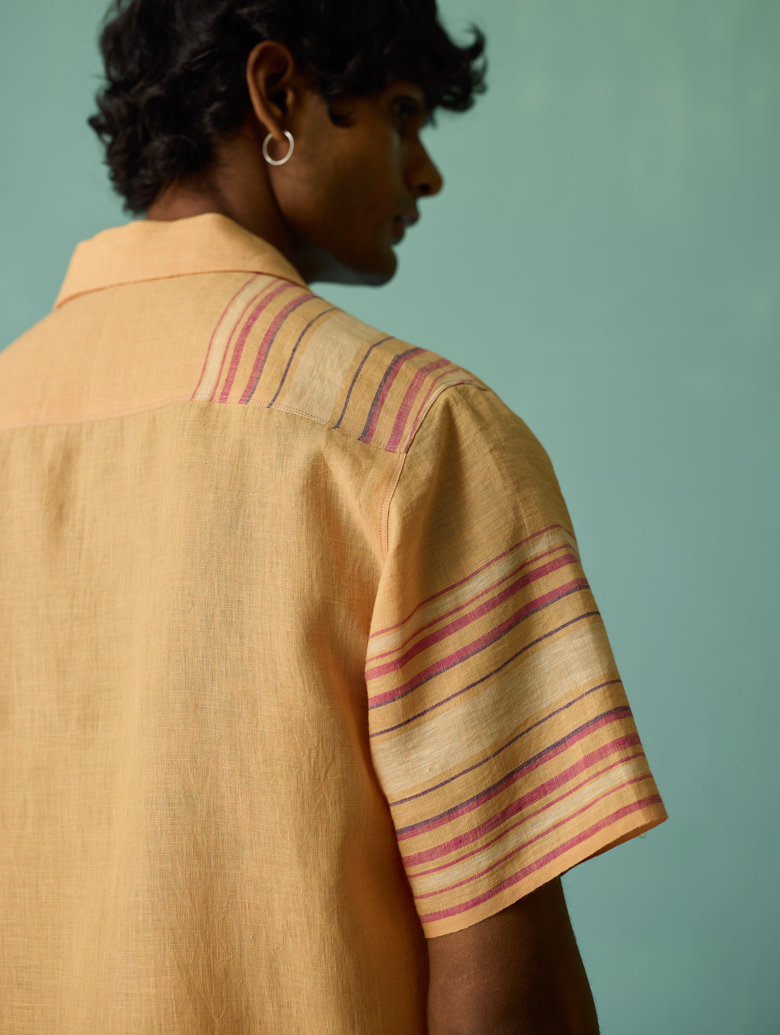 Heath Camp Collar Linen Shirt - Apricot - Image 10