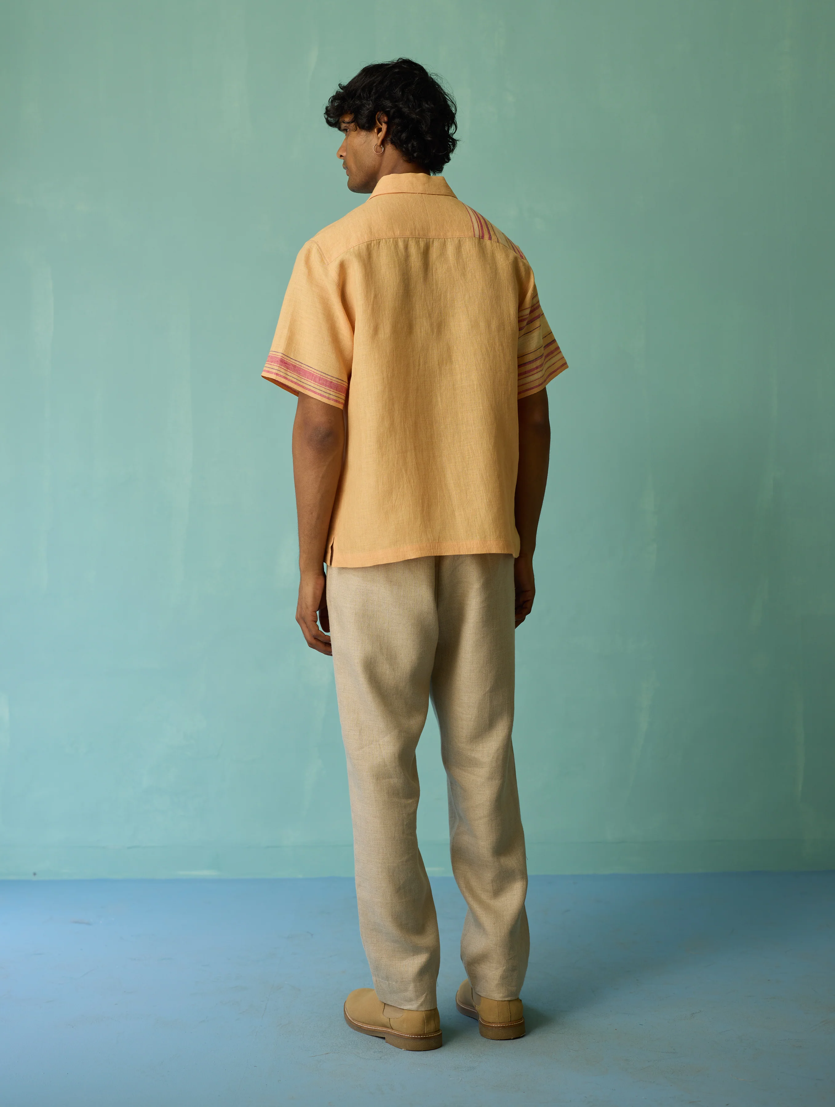 Heath Camp Collar Linen Shirt - Apricot - Image 12