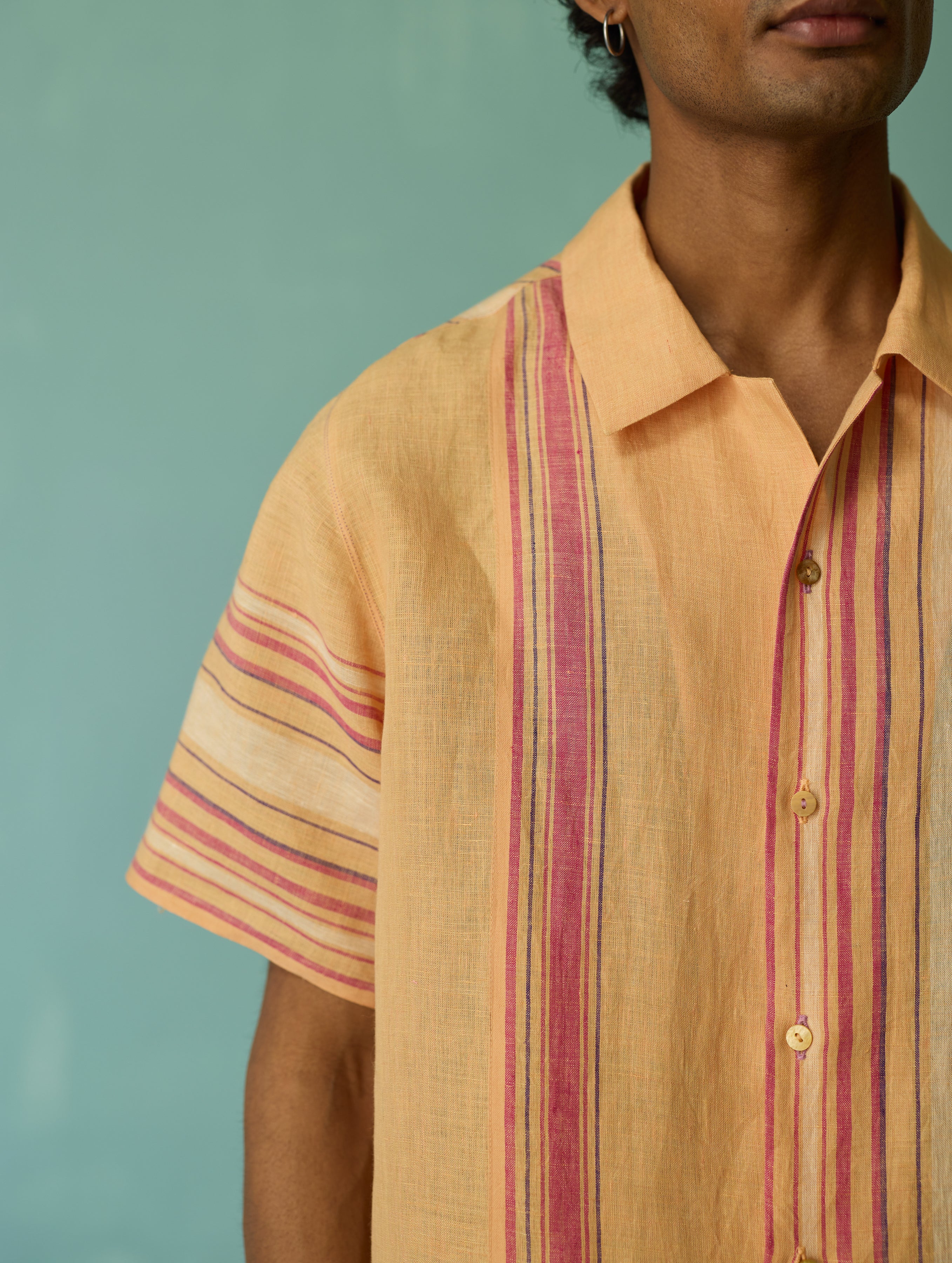 Heath Camp Collar Linen Shirt - Apricot - Image 2