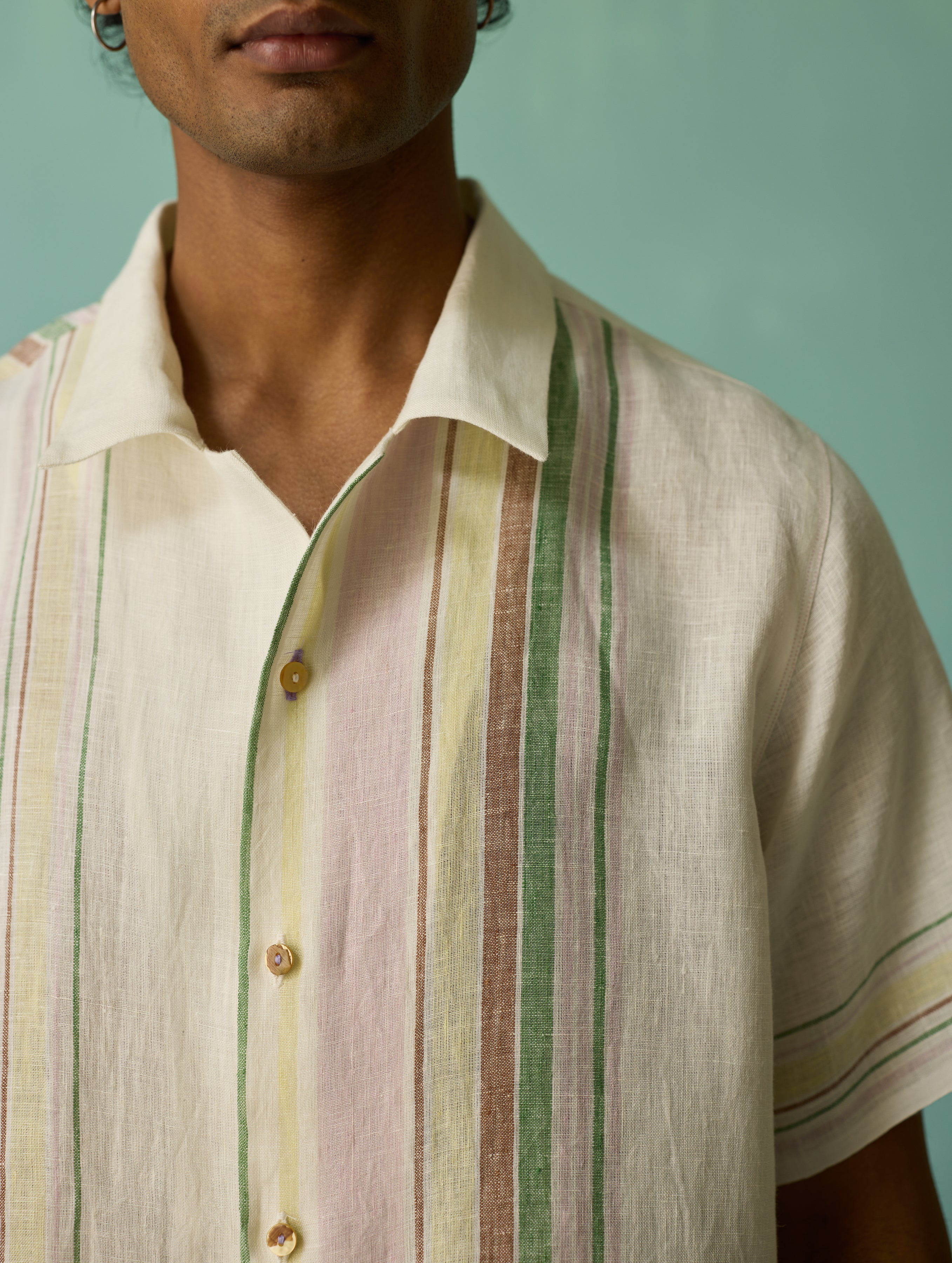 Heath Camp Collar Linen Shirt - Ivory - Image 4