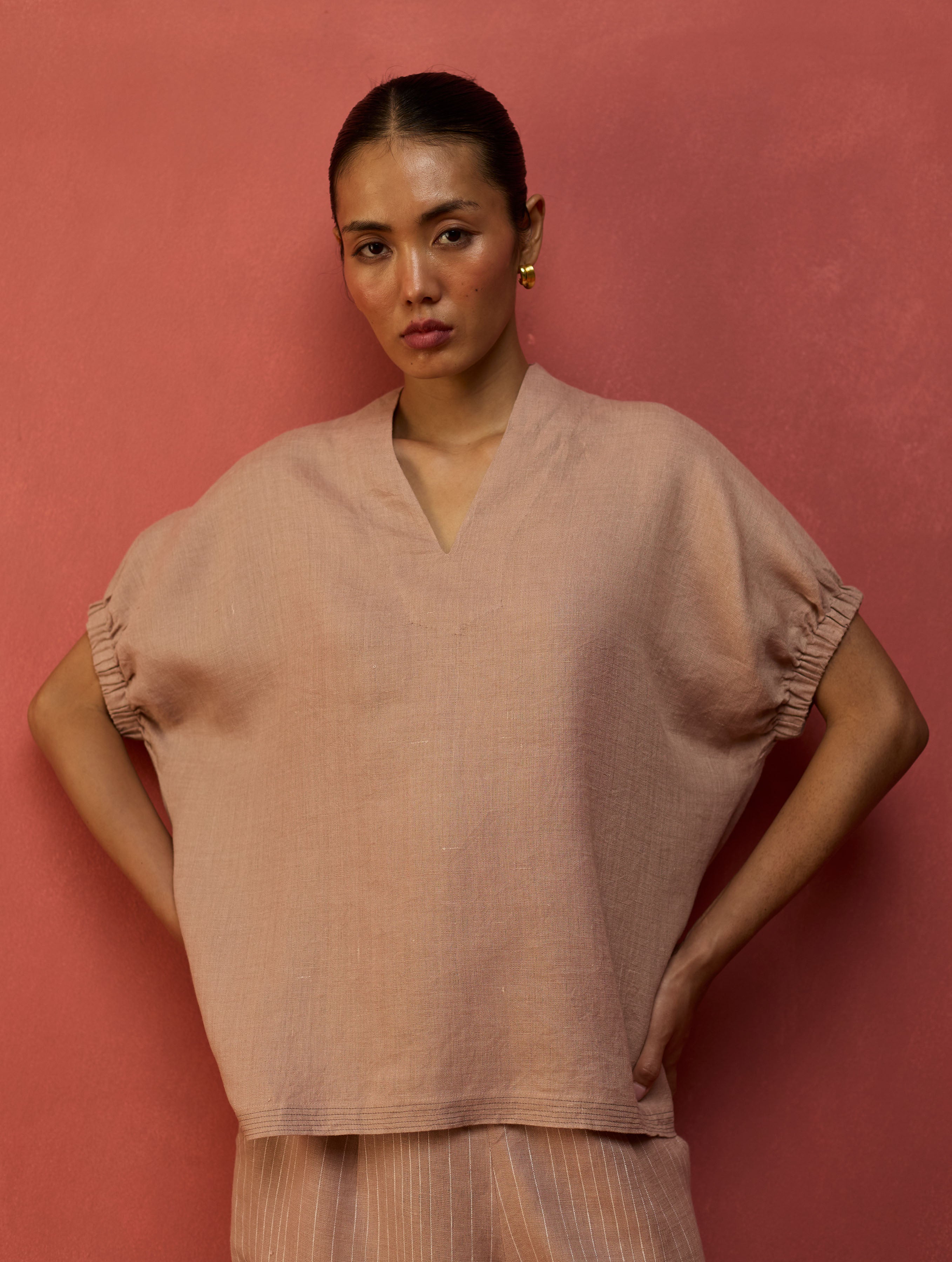 Hoshi Linen Top - Dusty Rose - Image 4
