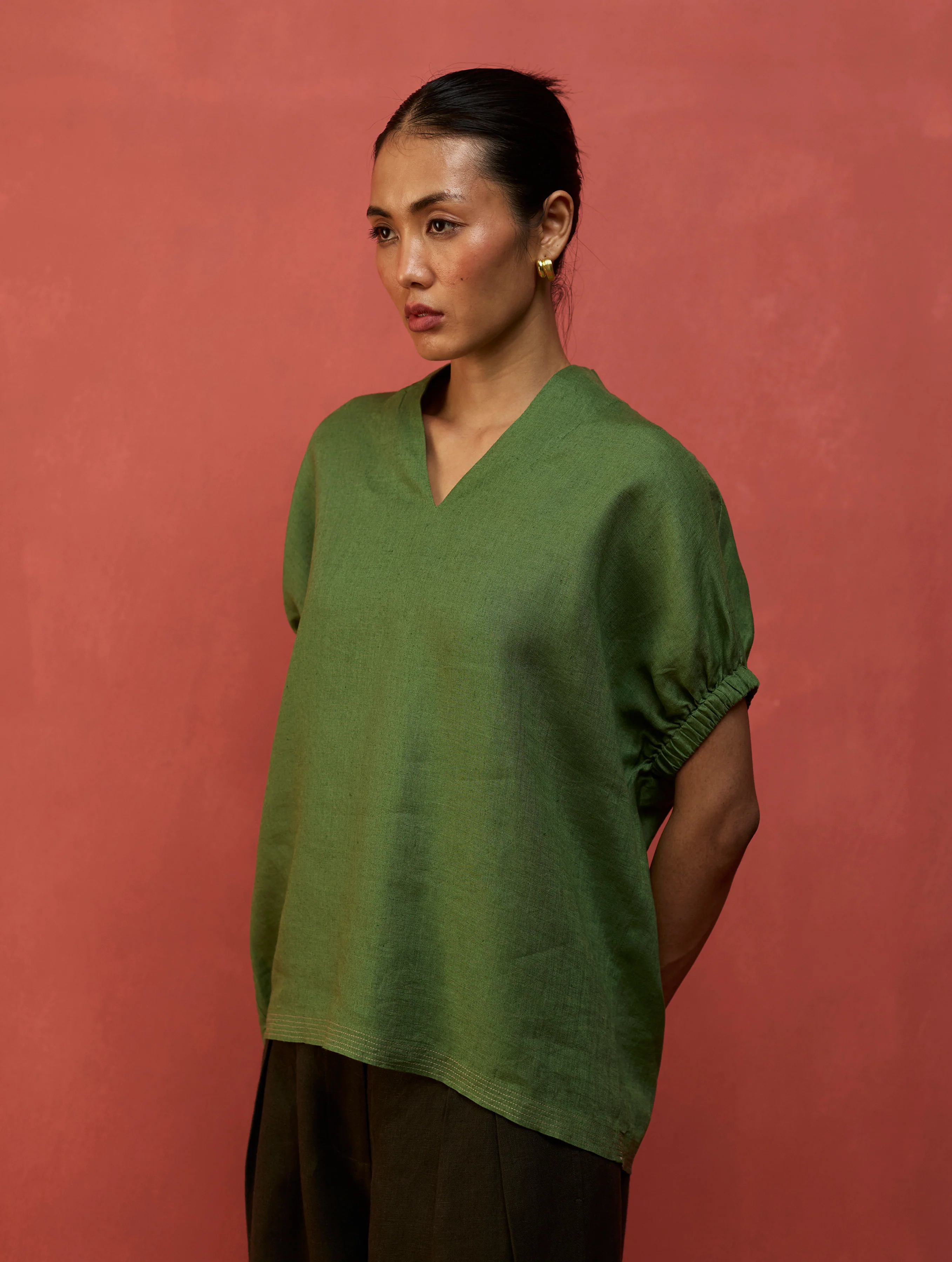 Hoshi Linen Top - Fern Green - Image 8