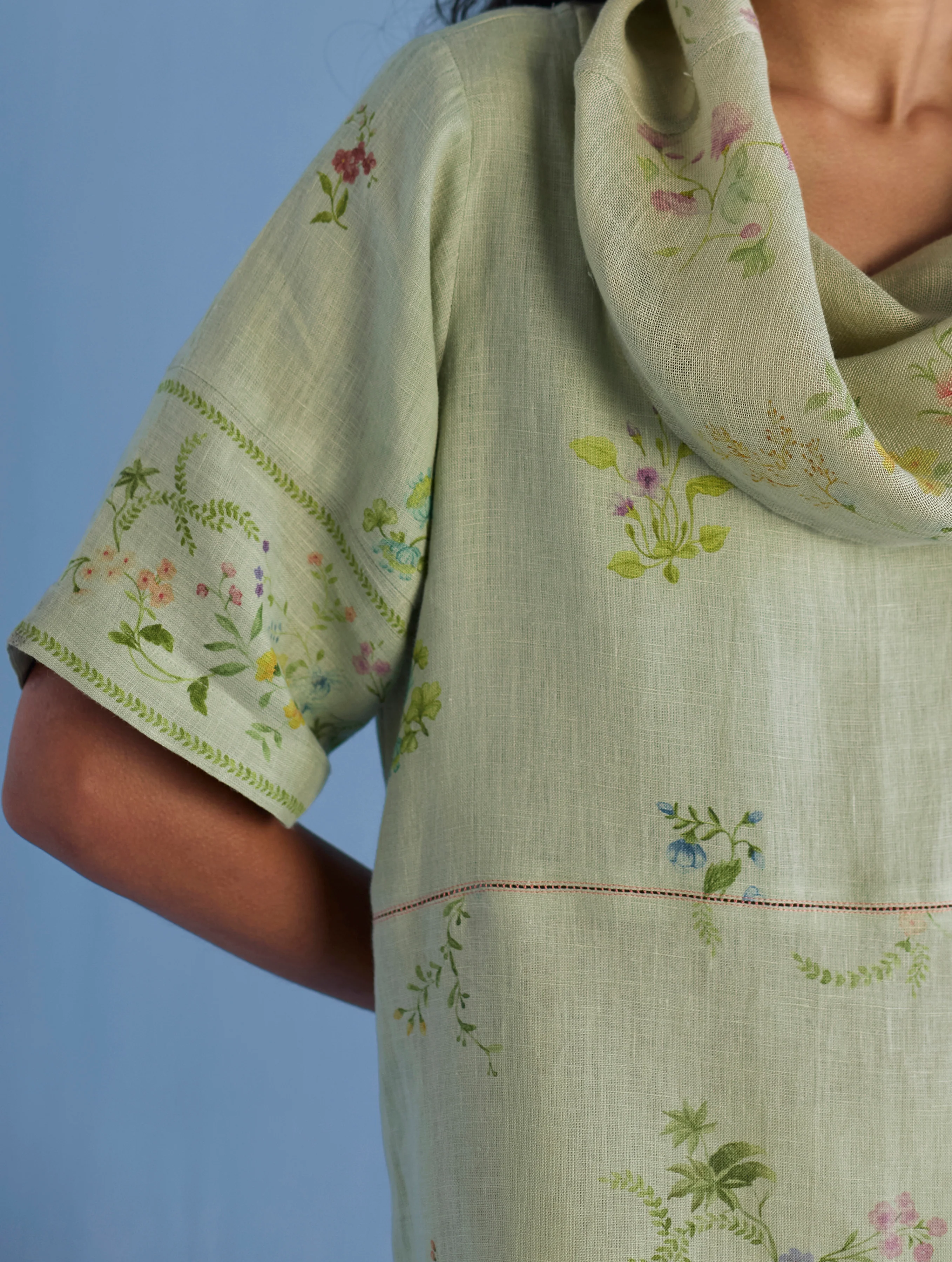 Imara Cowl Neck Linen Dress - Mint - Image 5