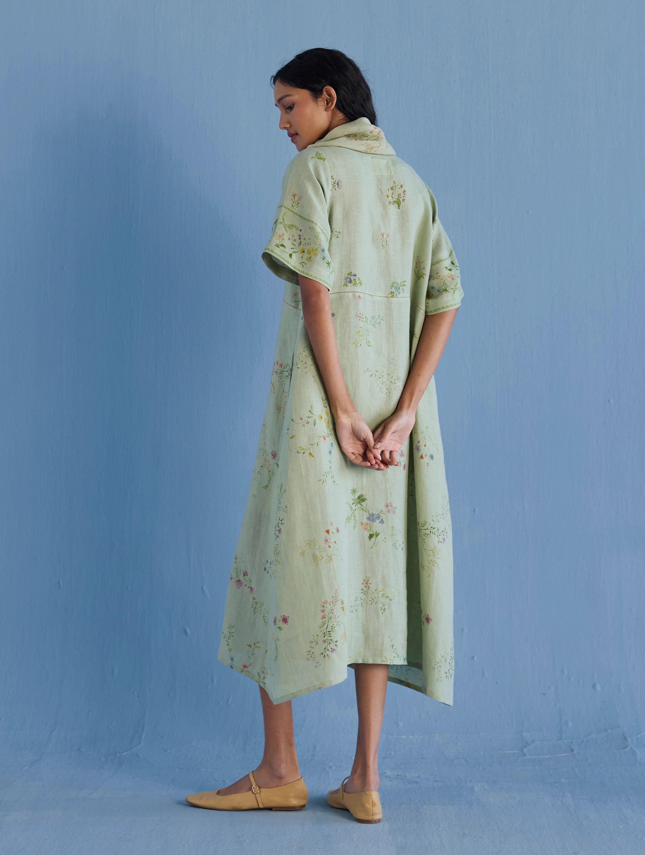 Imara Cowl Neck Linen Dress - Mint - Image 6