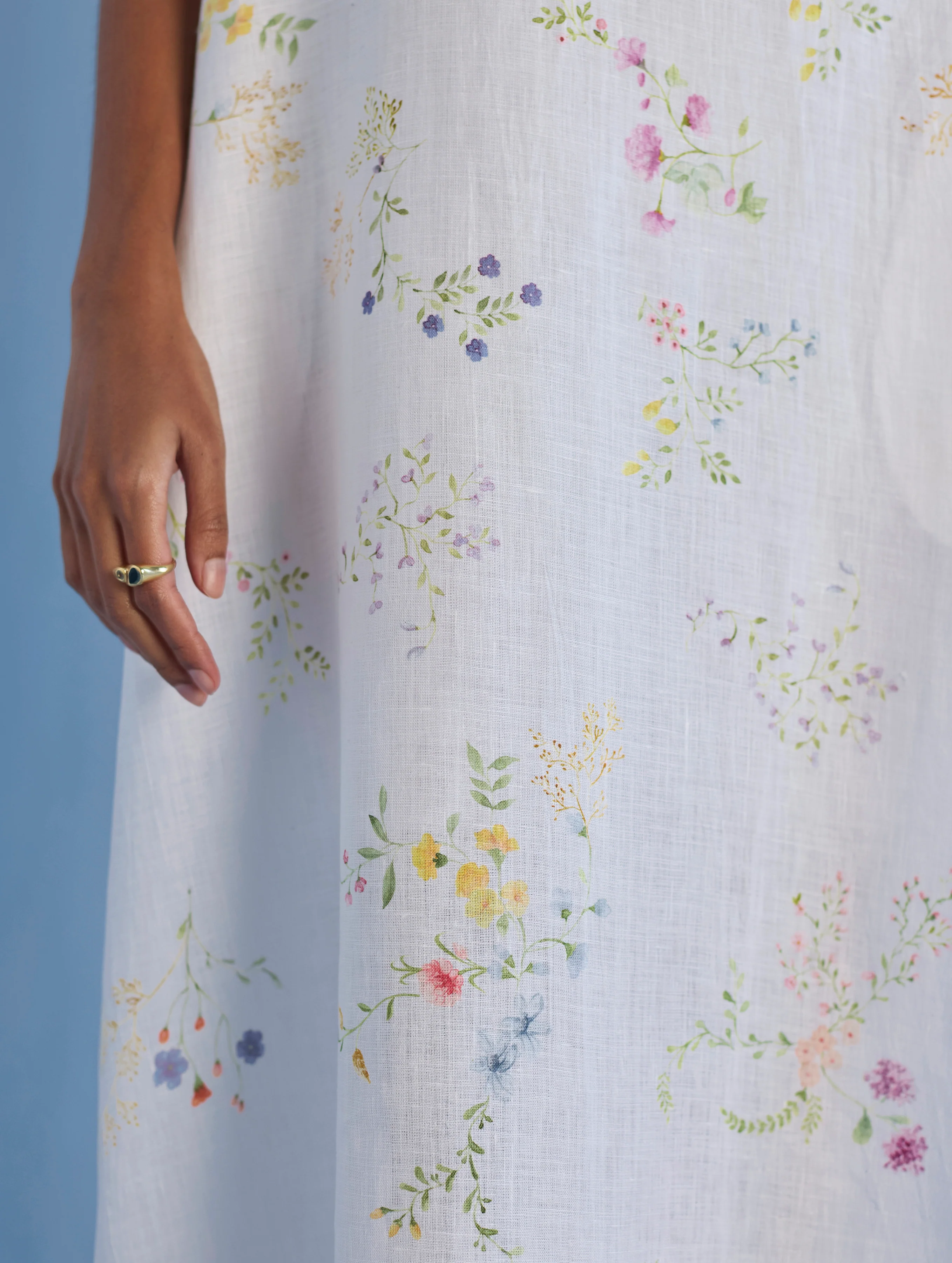 Imara Cowl Neck Linen Dress - White - Image 4