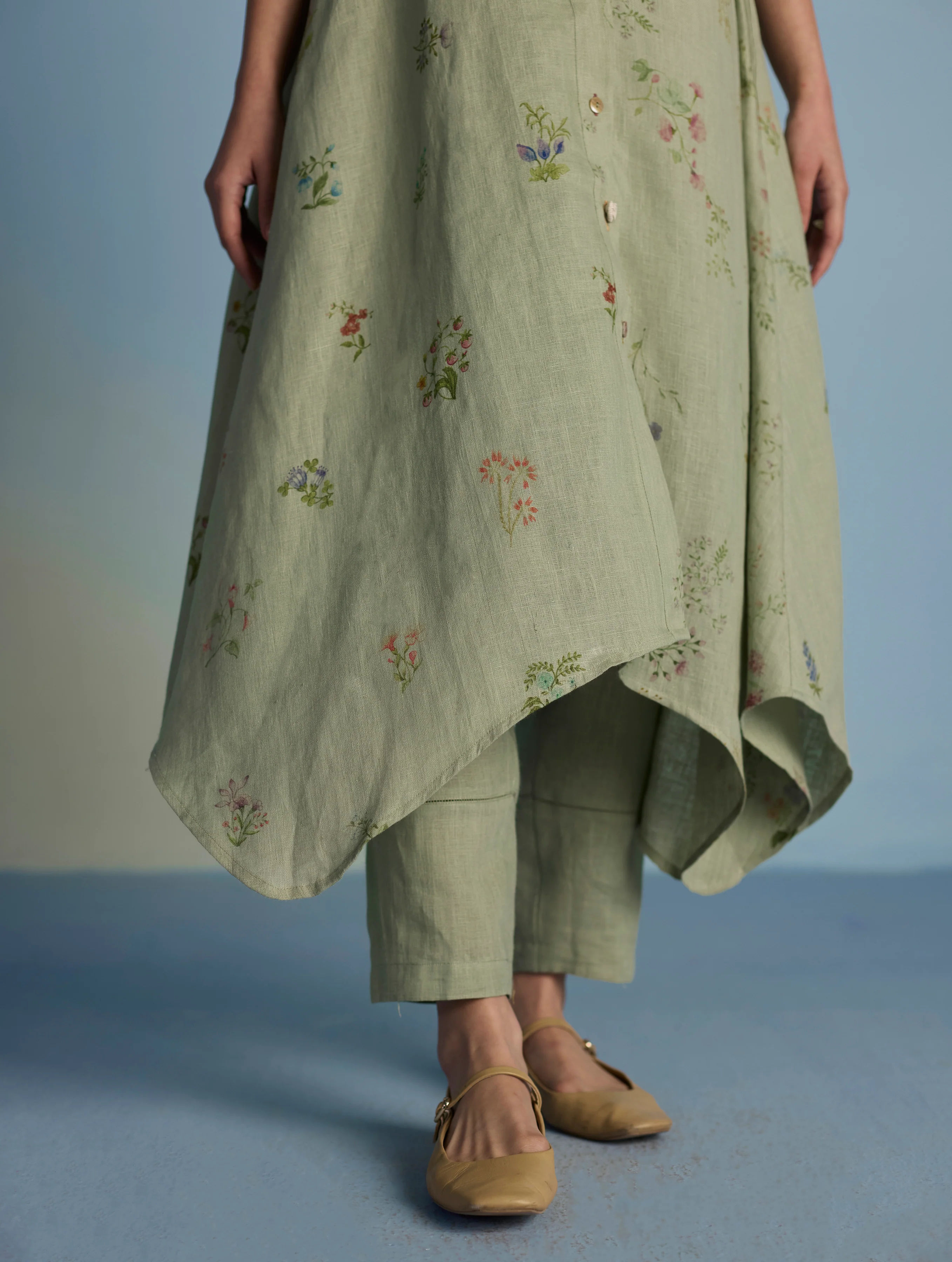 Inoya Shirt Kurta with Handkerchief Hem - Mint - Image 5