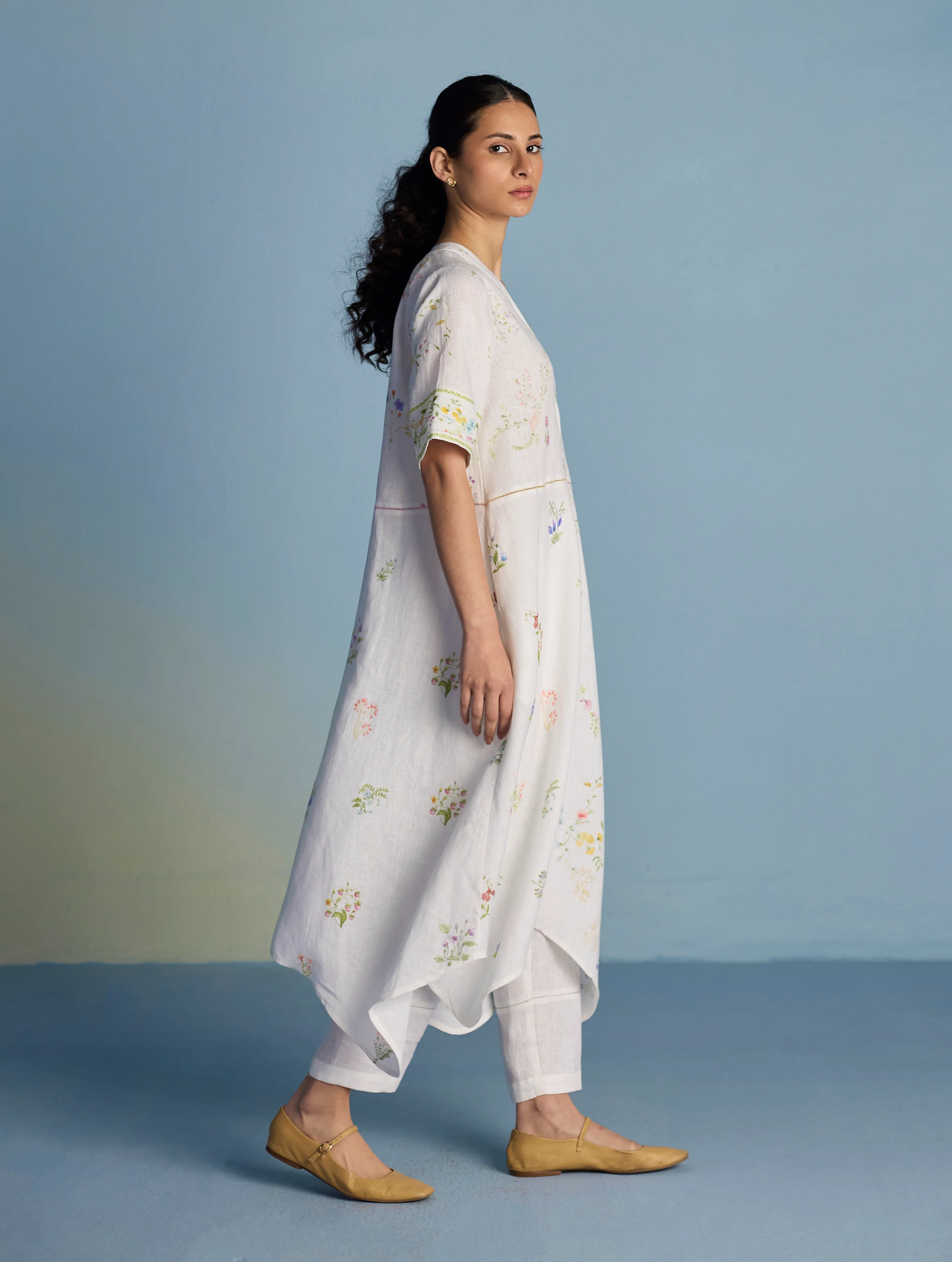 Inoya Shirt Kurta with Handkerchief Hem - White - Image 7