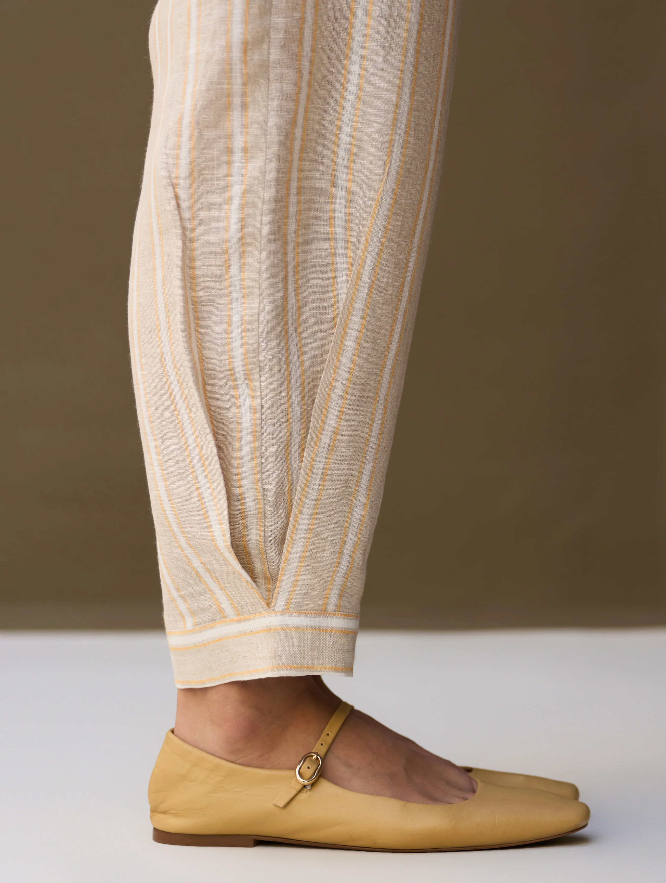Iona Striped Linen Pant - Natural - Image 3