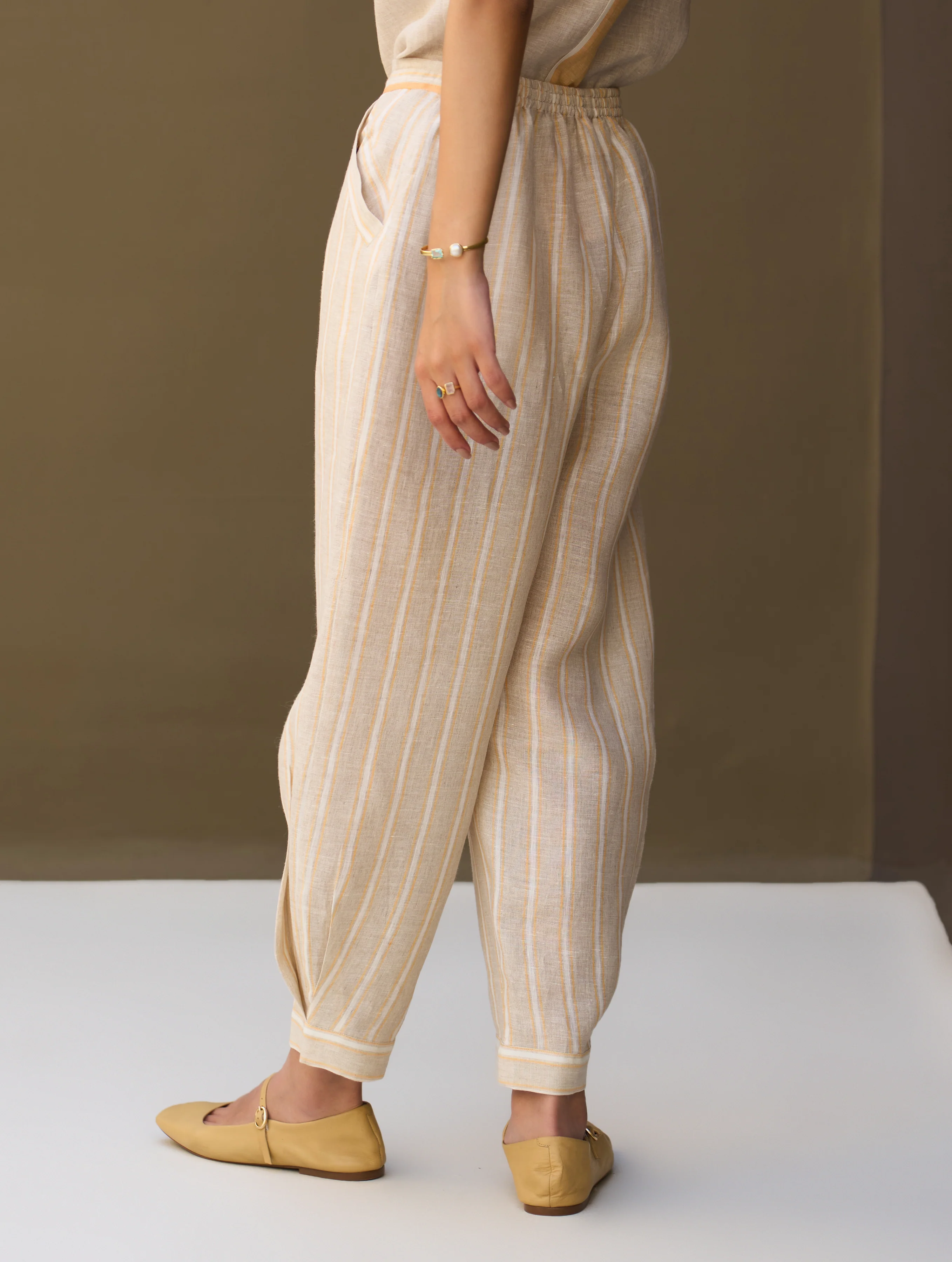 Iona Striped Linen Pant - Natural - Image 5
