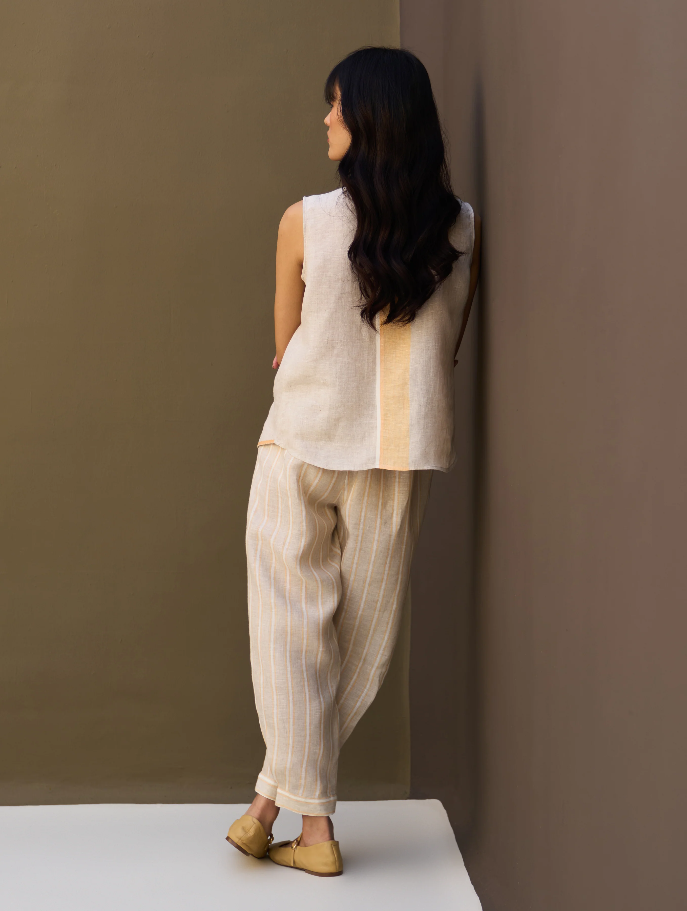 Iona Striped Linen Pant - Natural - Image 7