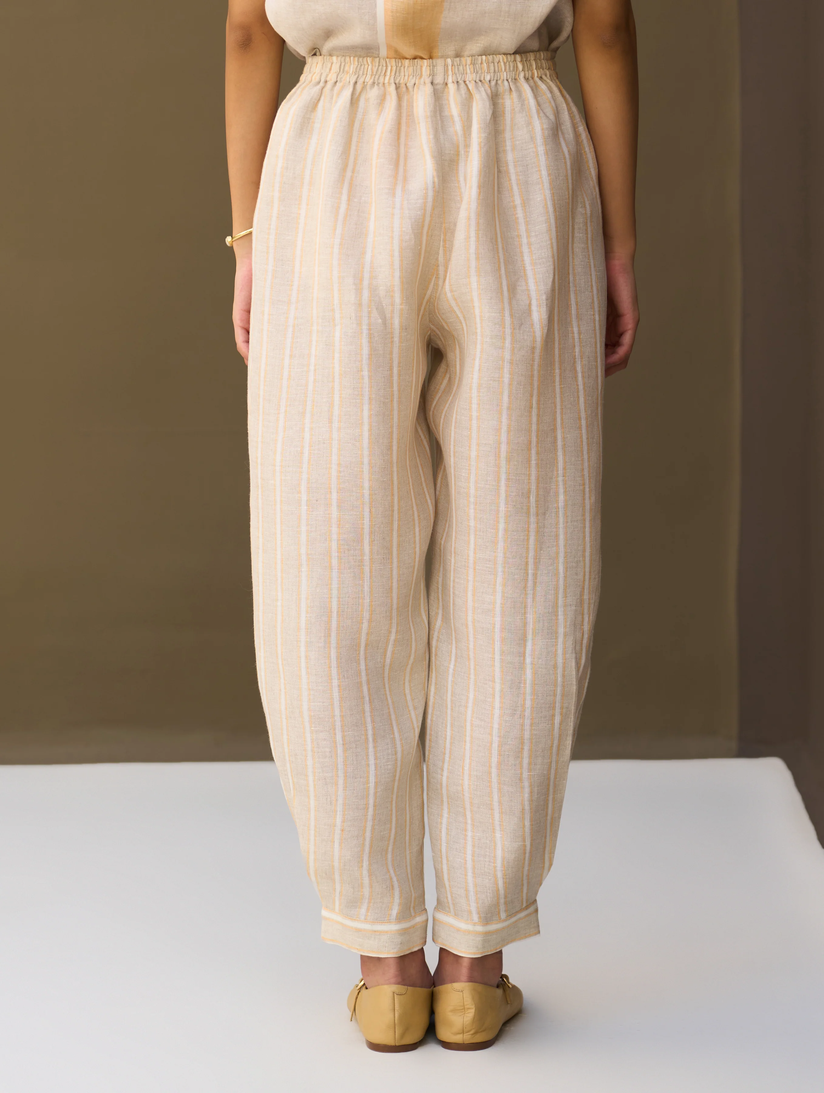 Iona Striped Linen Pant - Natural - Image 9
