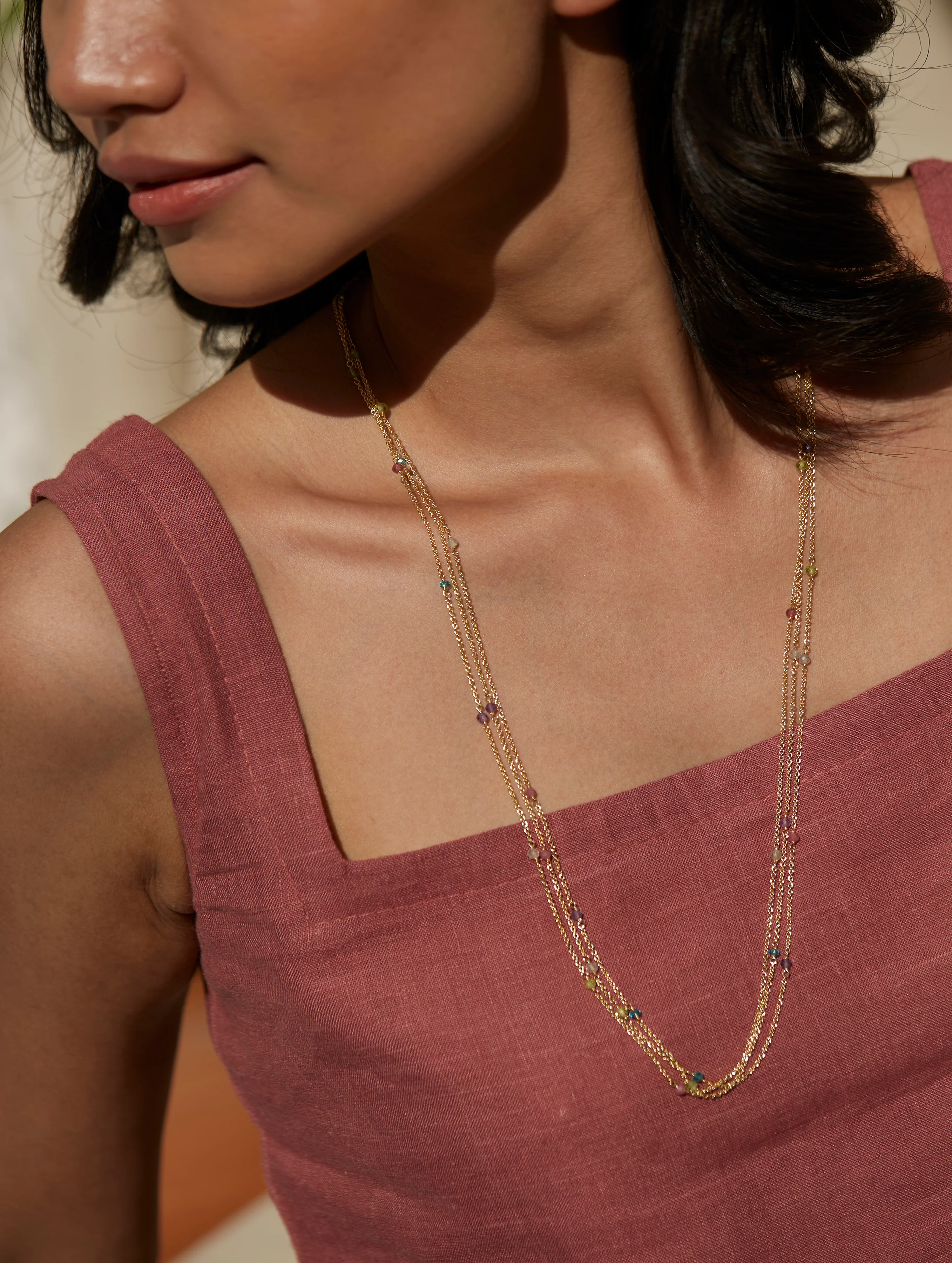 Ira Layered Necklace - Lavender - Image 4