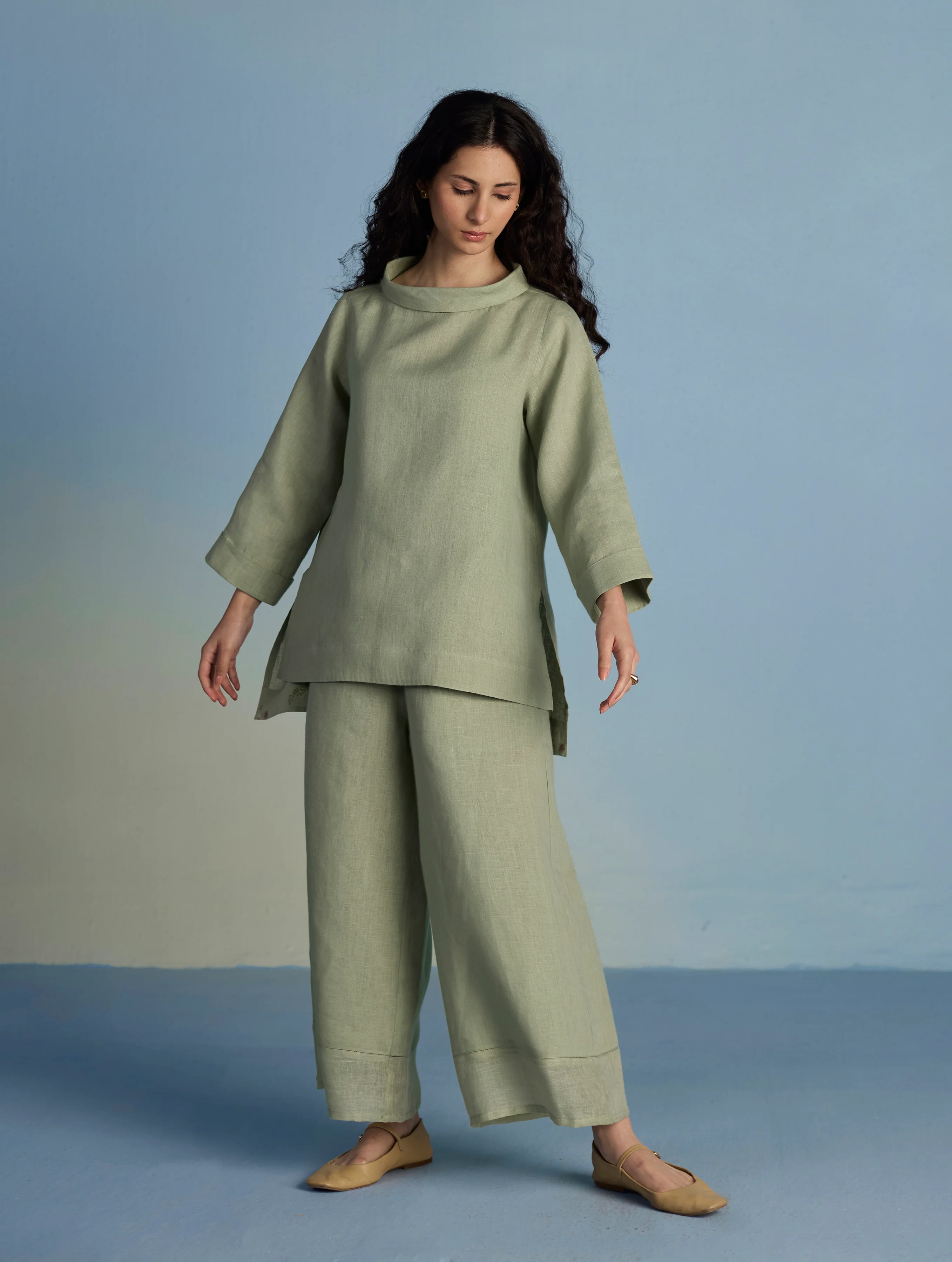 Ishi Boat-Neck Linen Co-ord Set  - Mint - Image 3
