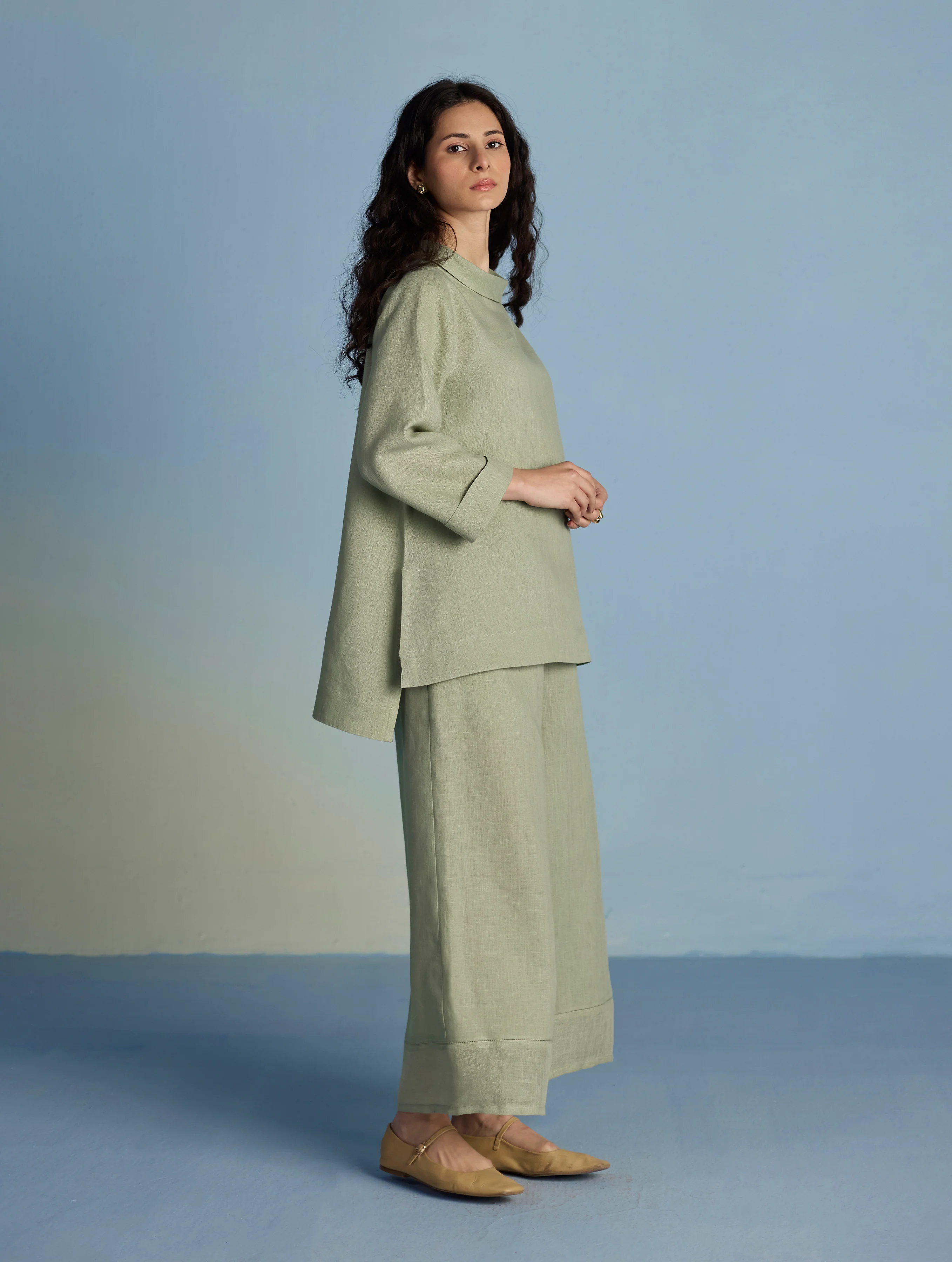 Ishi Boat-Neck Linen Co-ord Set  - Mint - Image 6