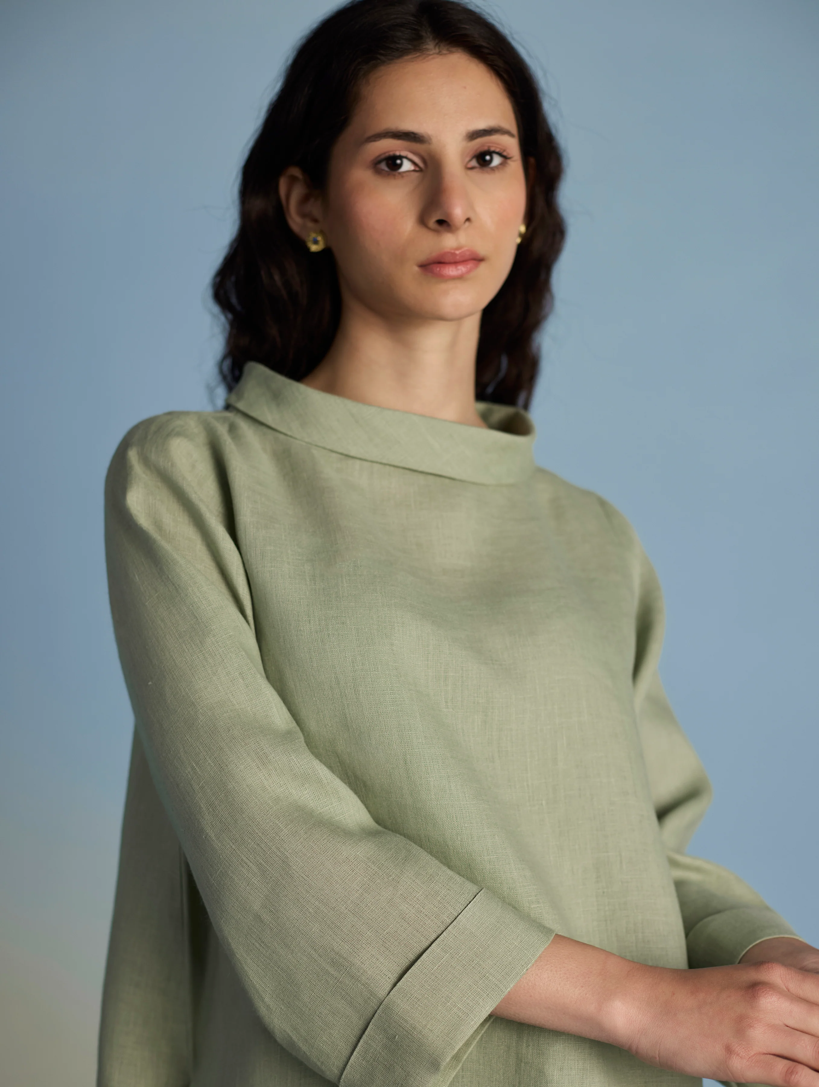 Ishi Boat-Neck Linen Top - Mint - Image 3