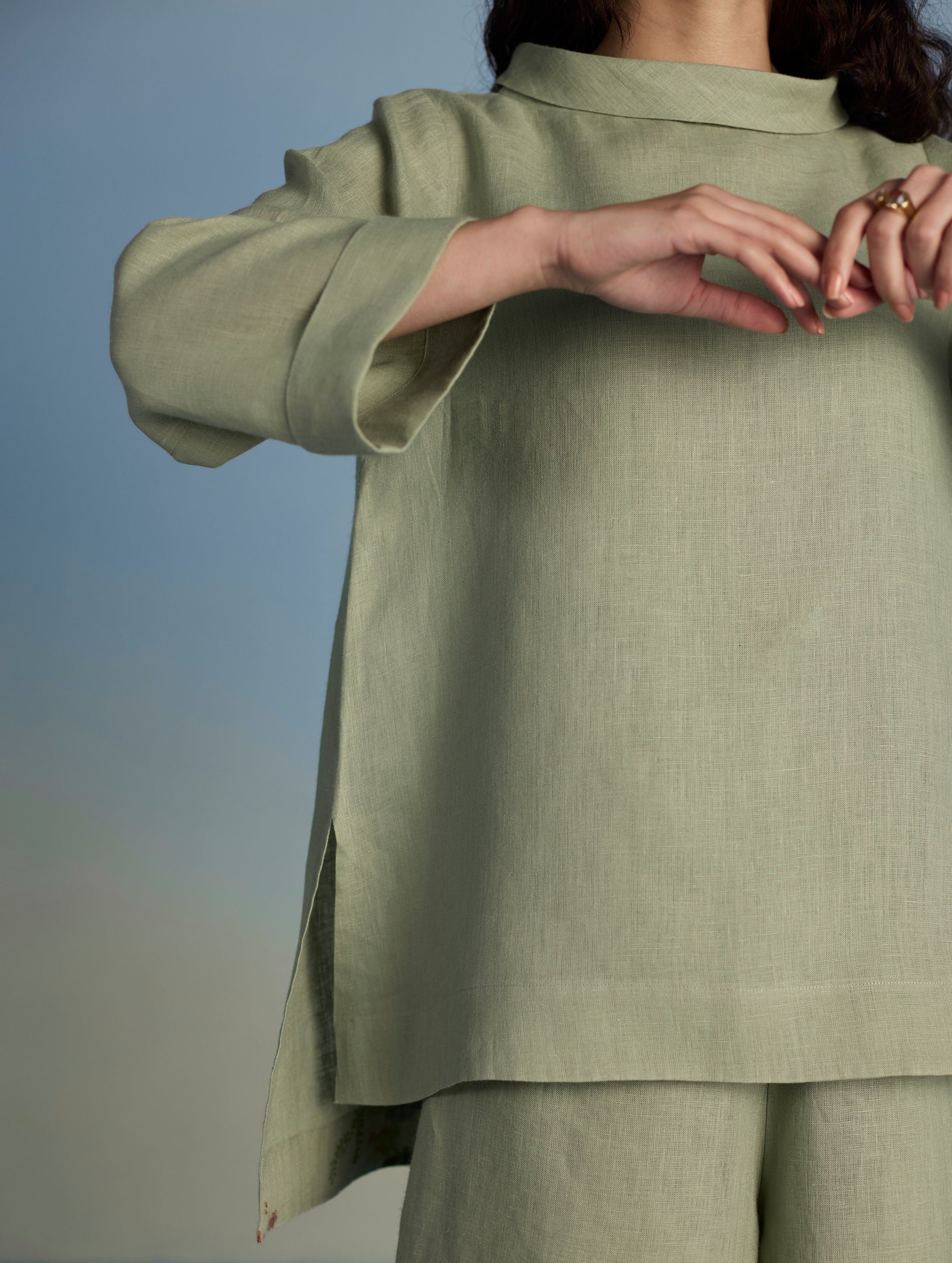 Ishi Boat-Neck Linen Top - Mint - Image 6