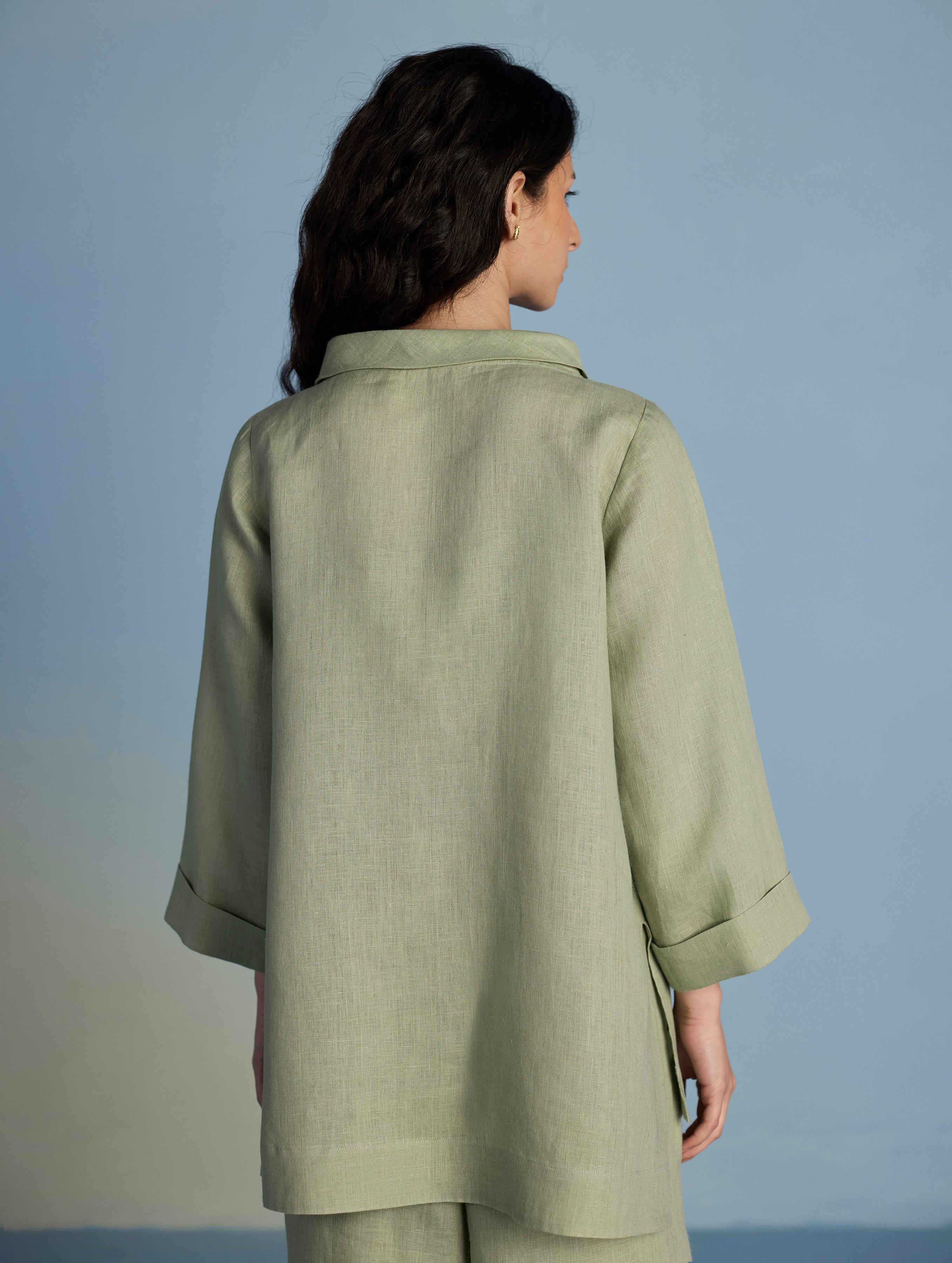 Ishi Boat-Neck Linen Top - Mint - Image 7