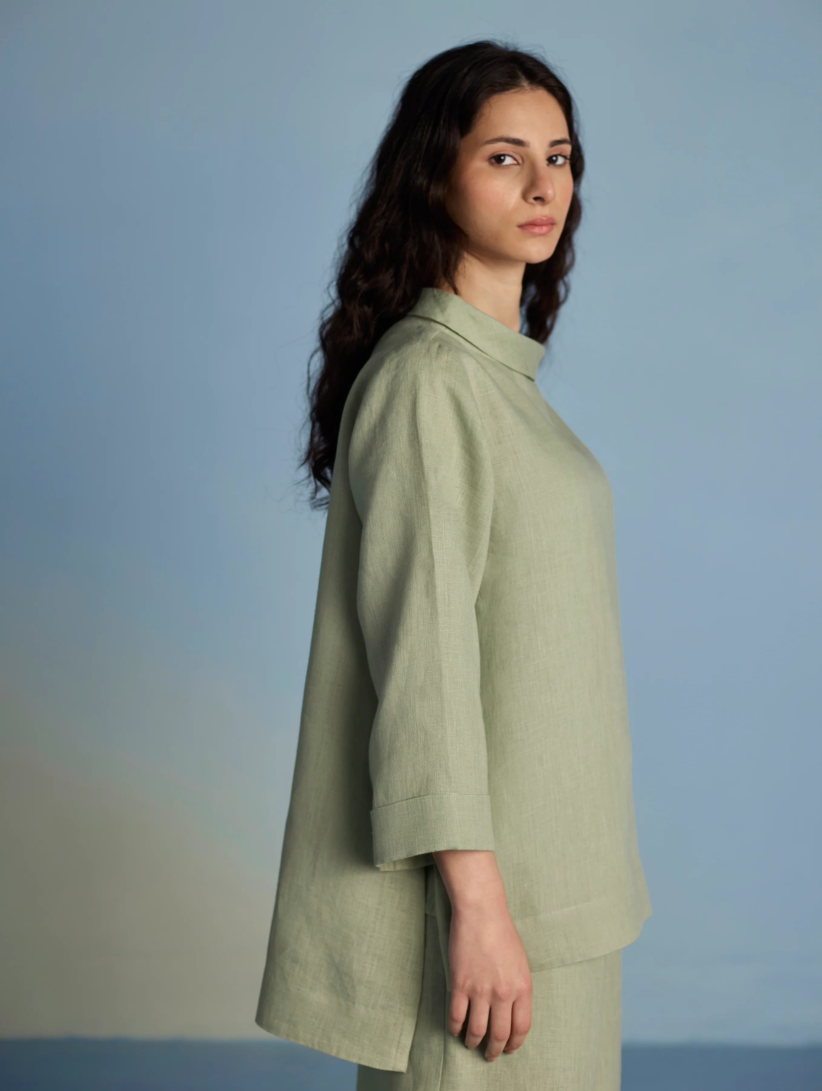 Ishi Boat-Neck Linen Top - Mint - Image 8