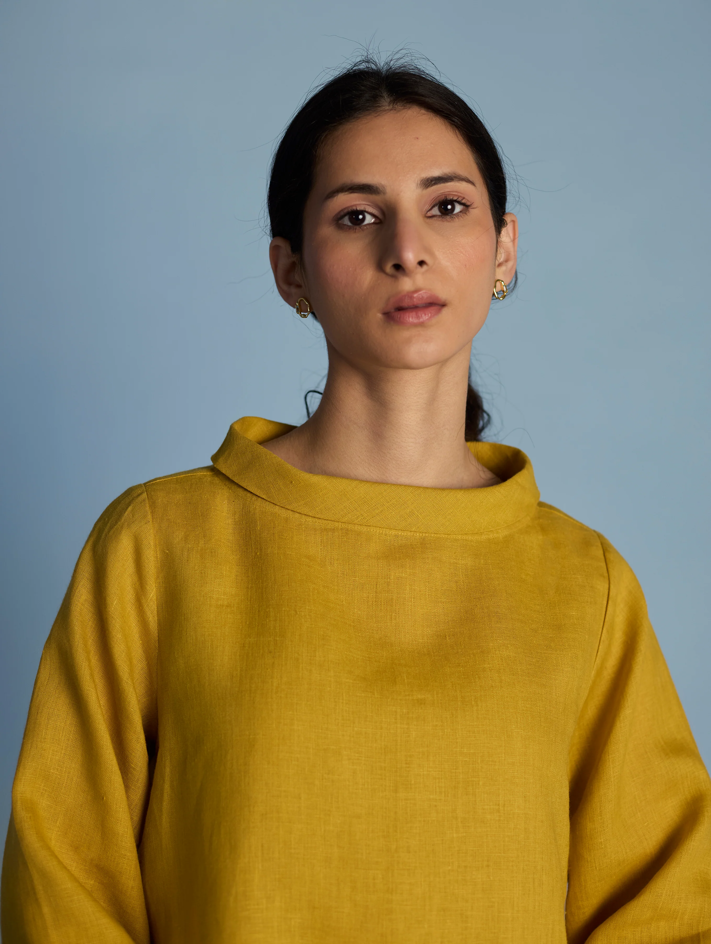 Ishi Boat-Neck Linen Top - Ochre - Image 2