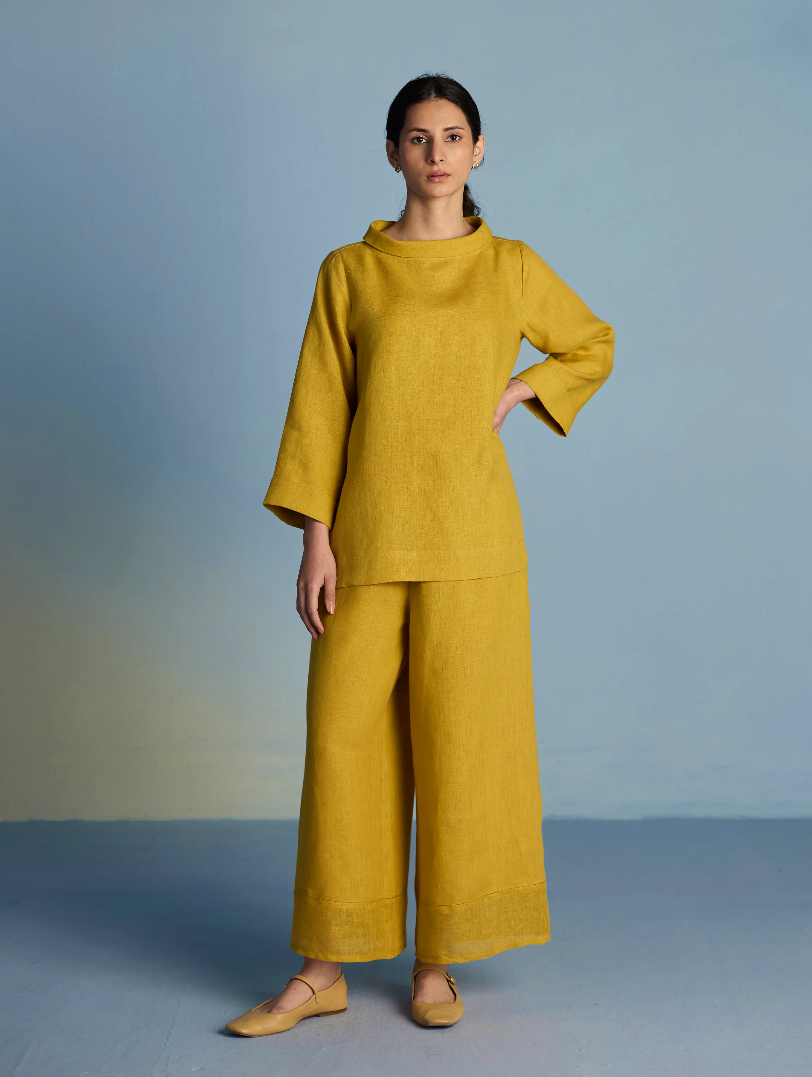 Ishi Boat-Neck Linen Top - Ochre - Image 3